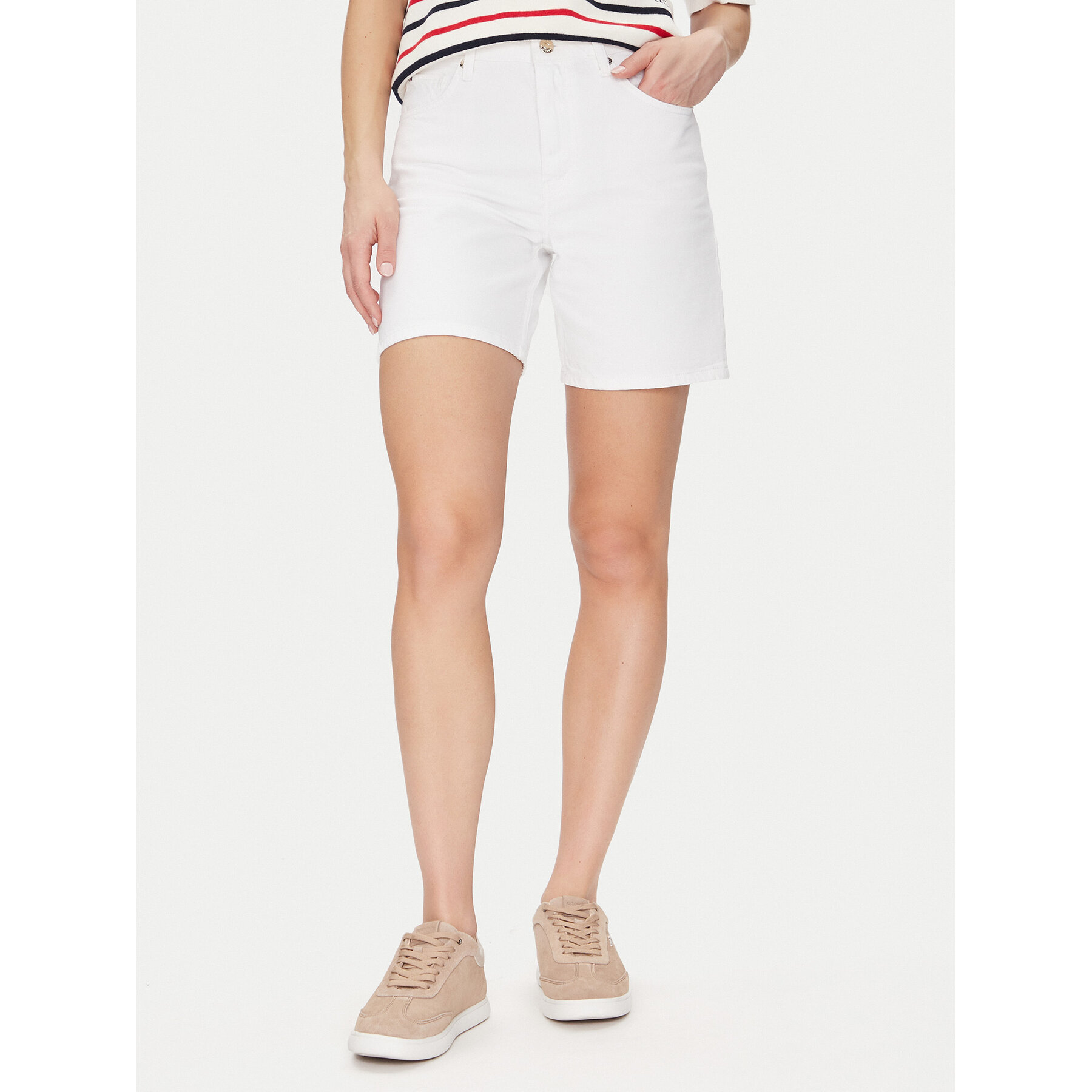 Tommy Hilfiger Jeansshorts Dnm Straight Short Rw White WW0WW45924 Weiß Regular Fit