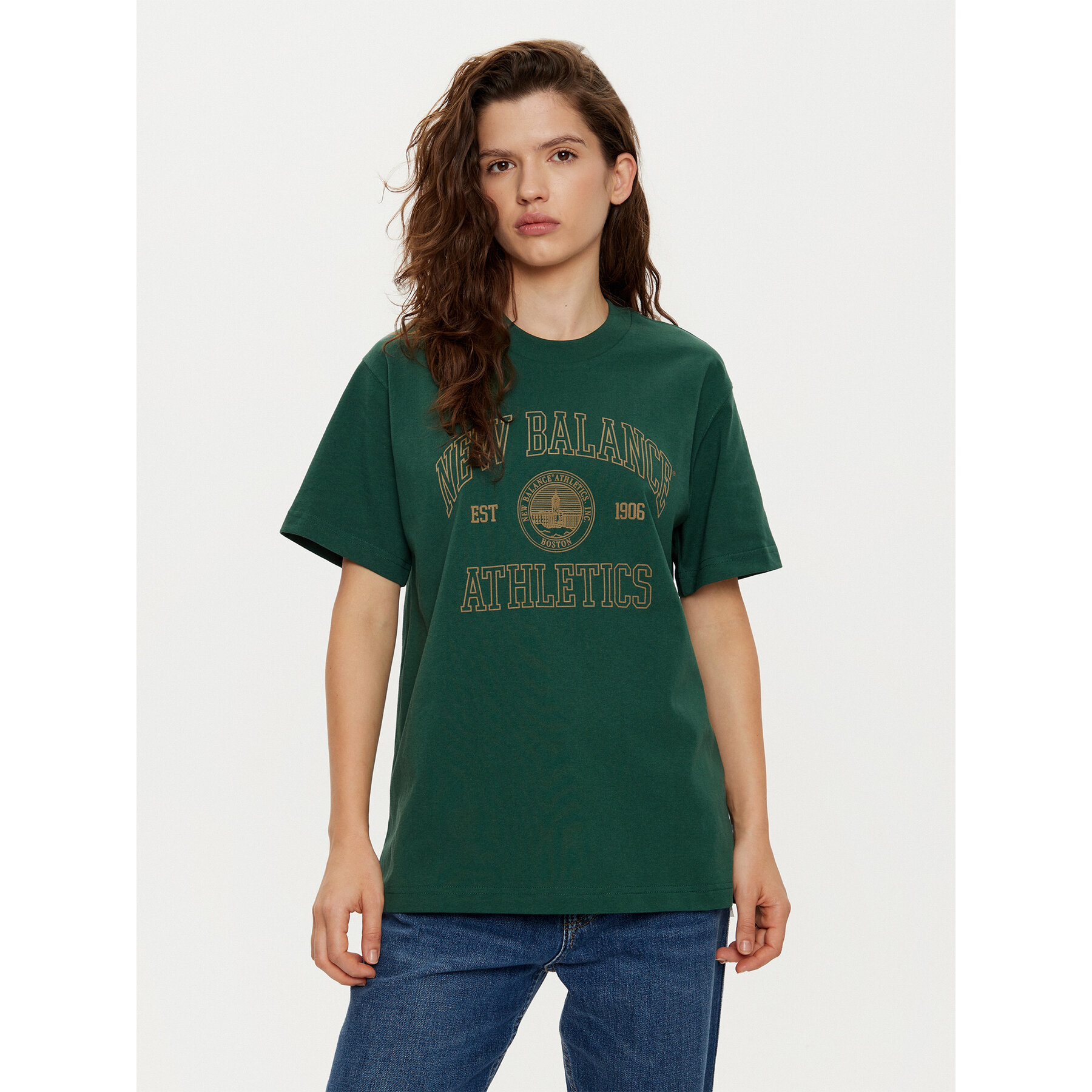 New Balance Majica WT43548 Zelena Oversize