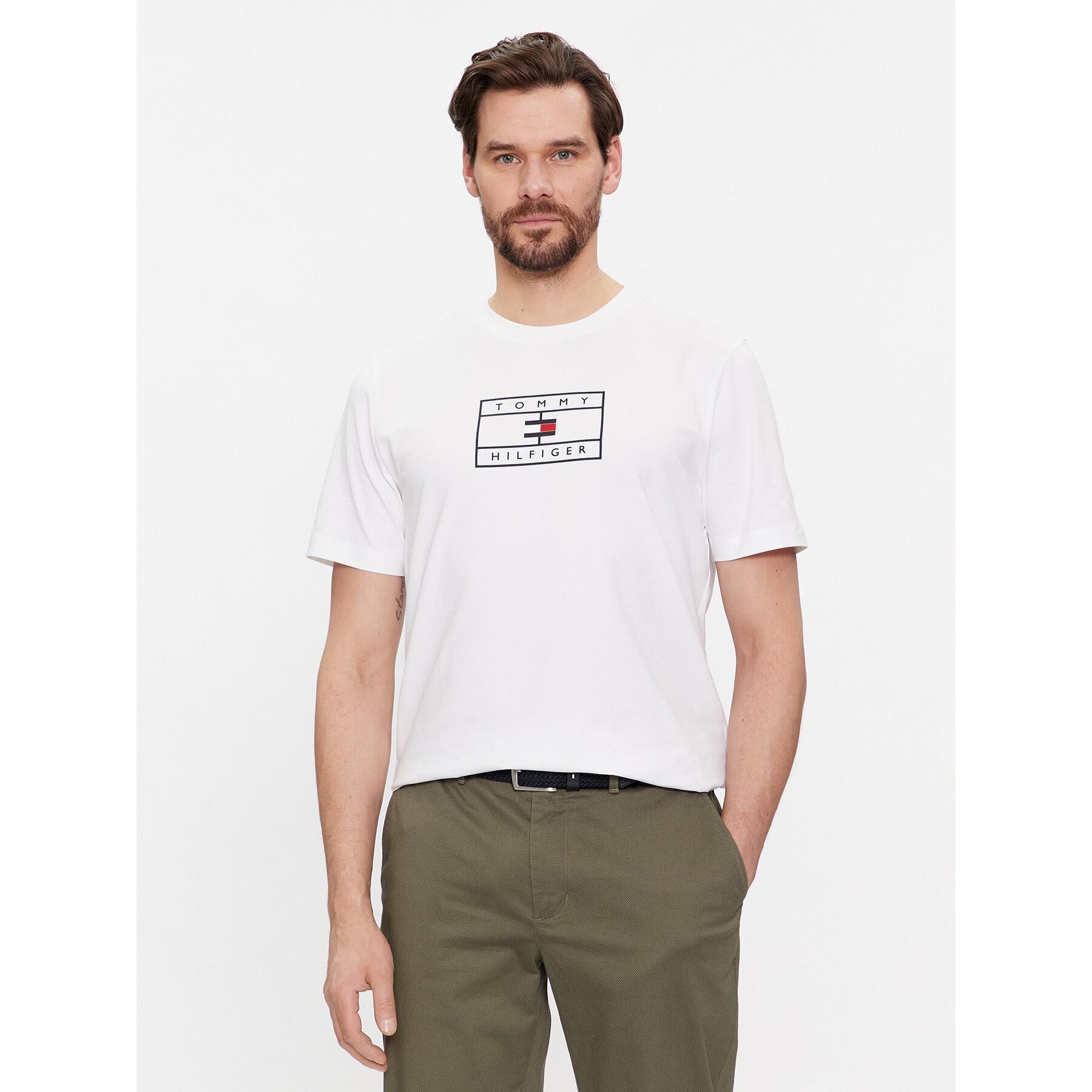 Tommy Hilfiger T-Shirt Big Graphic MW0MW34204 Λευκό Regular Fit