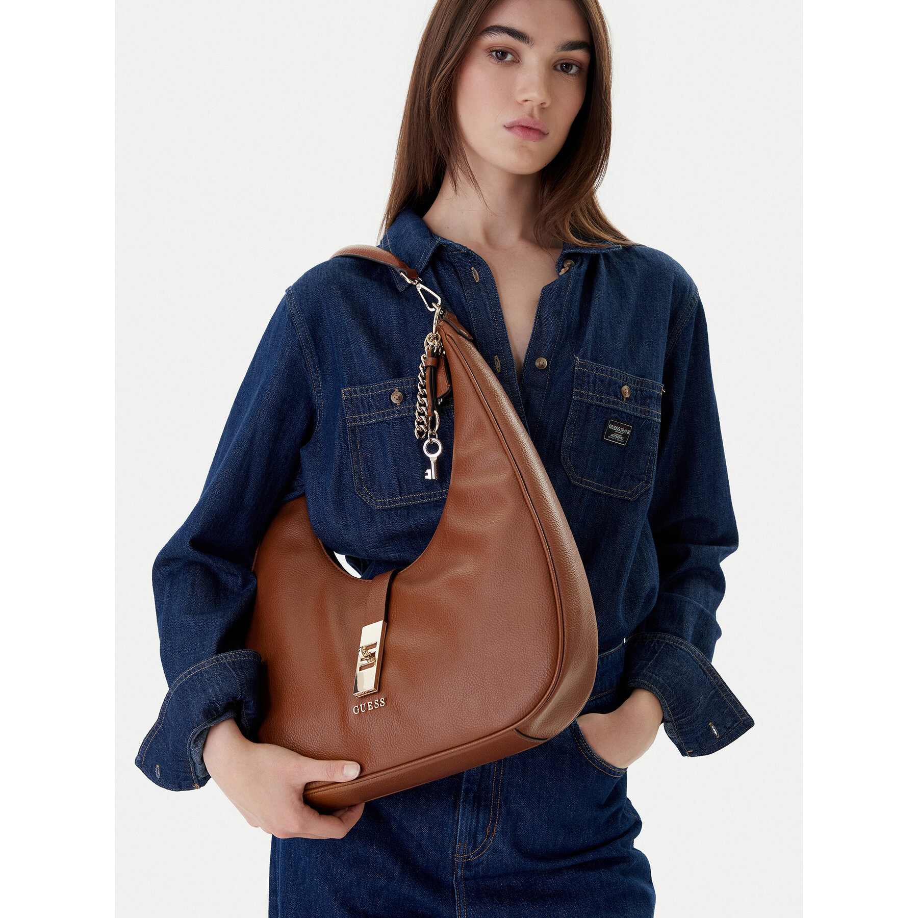 Дамска чанта Guess Brooke HWBG98 97020 Кафяв