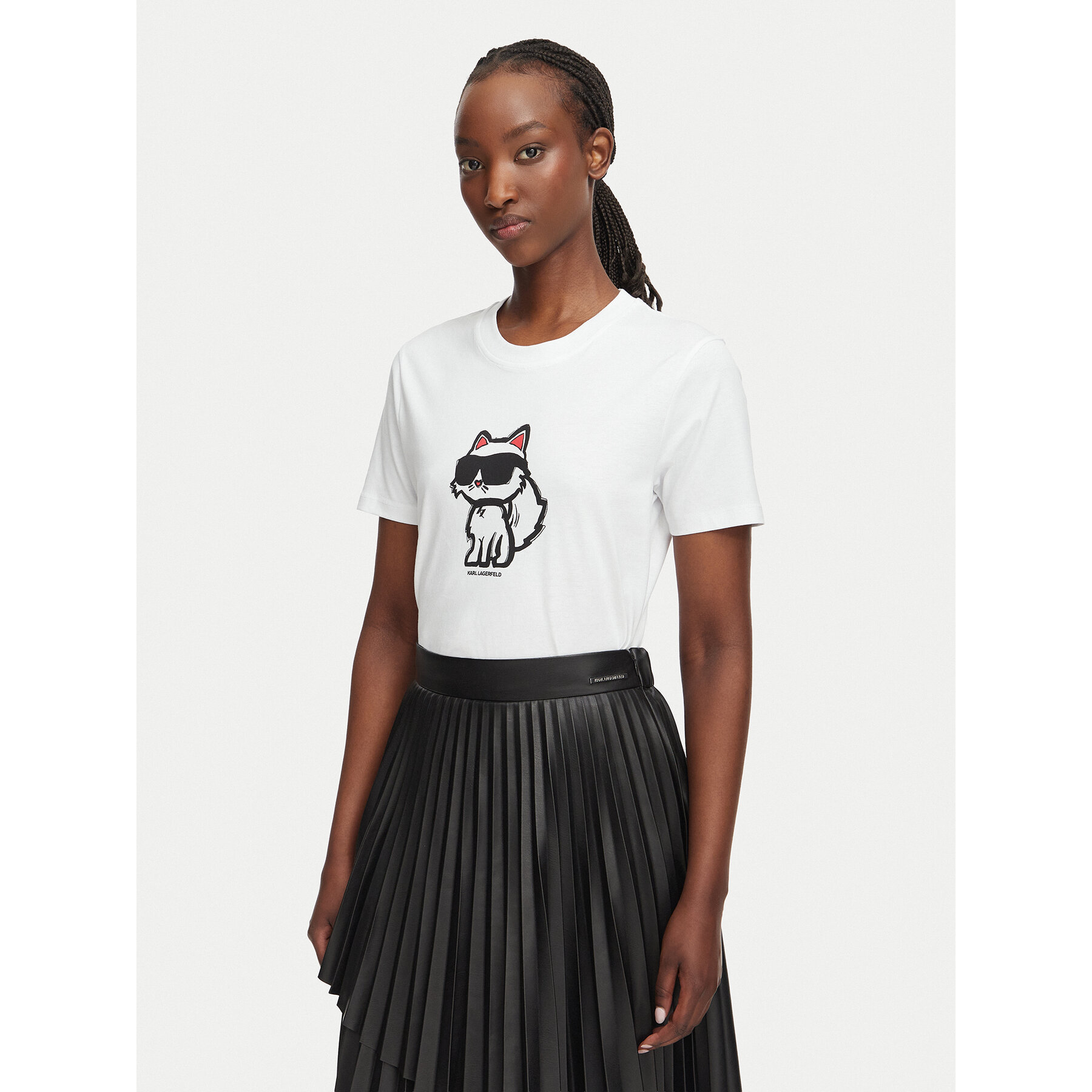 KARL LAGERFELD T-Shirt Ikon Sketch Choupette A1W17128 Weiß Regular Fit