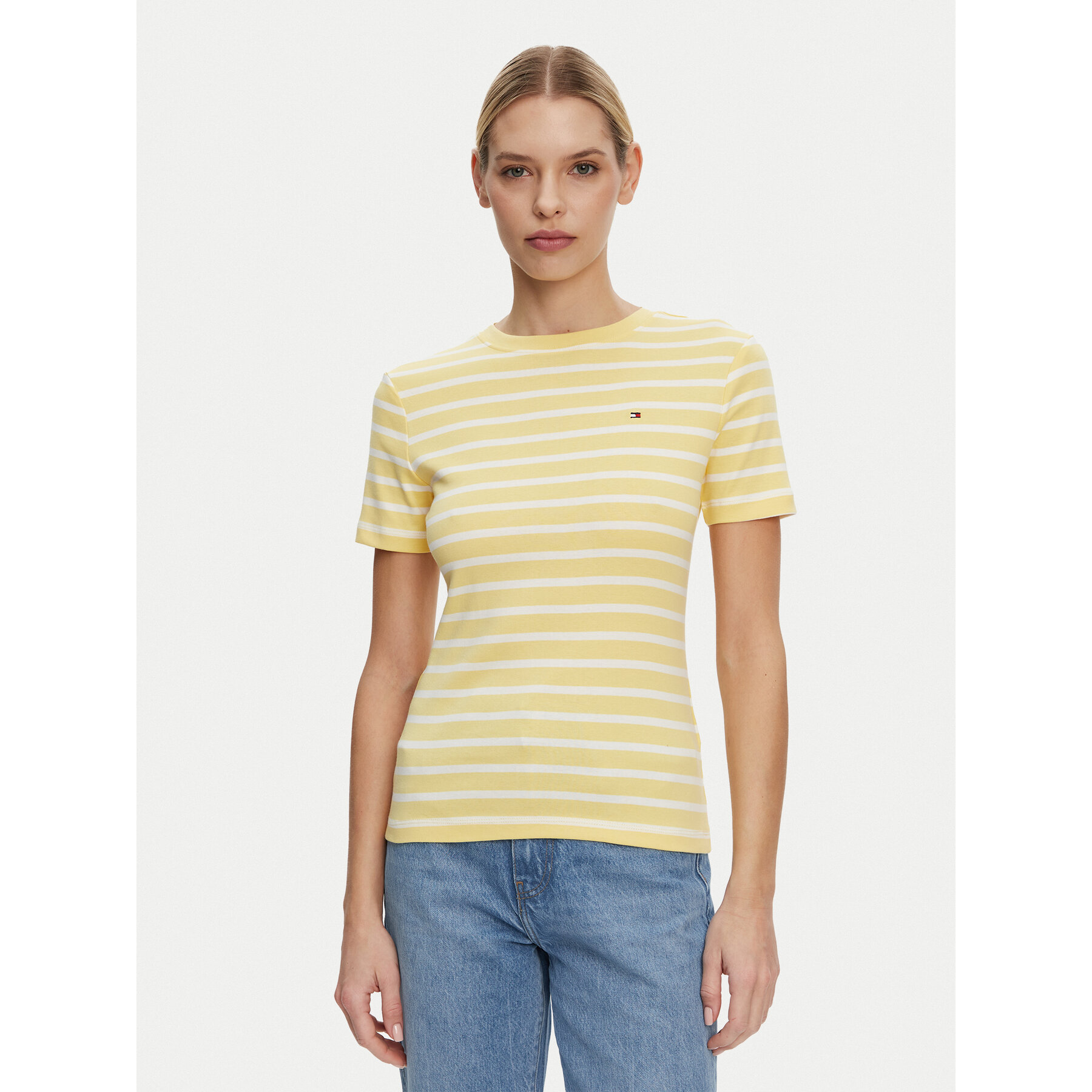 Tommy Hilfiger Póló New Cody WW0WW40587 Sárga Slim Fit