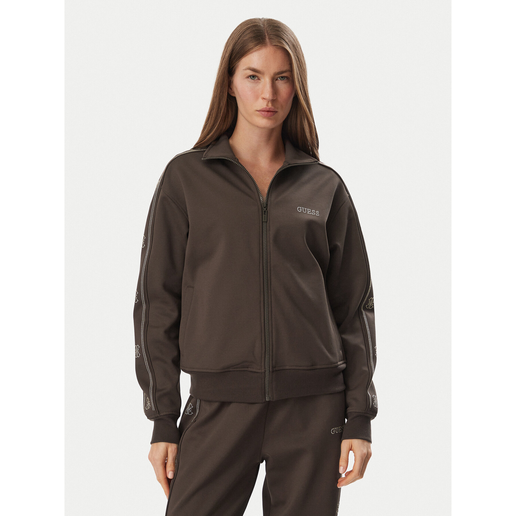 Guess Sweatshirt V5BQ15 KCX22 Braun Regular Fit