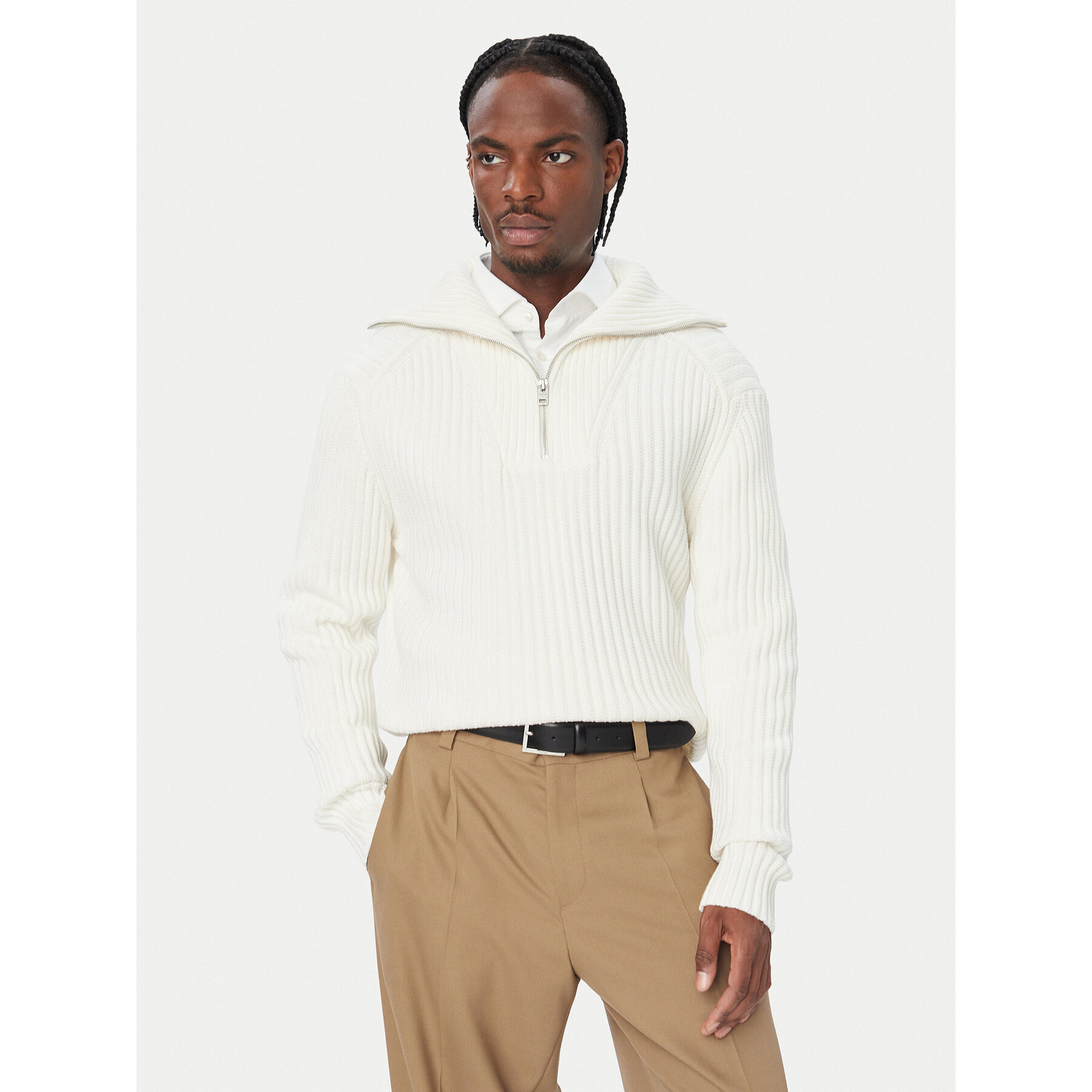 HUGO Pullover 50570250 Creme Regular Fit