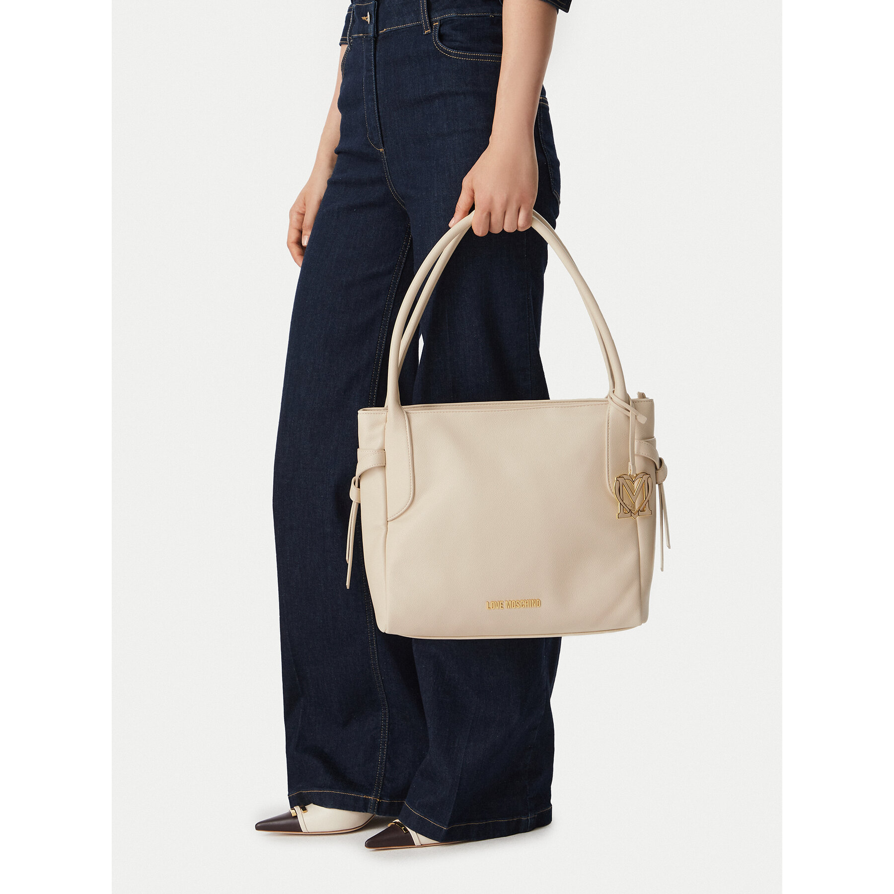 Ročna torba LOVE MOSCHINO JC4056PP1PLL0110 Kremna