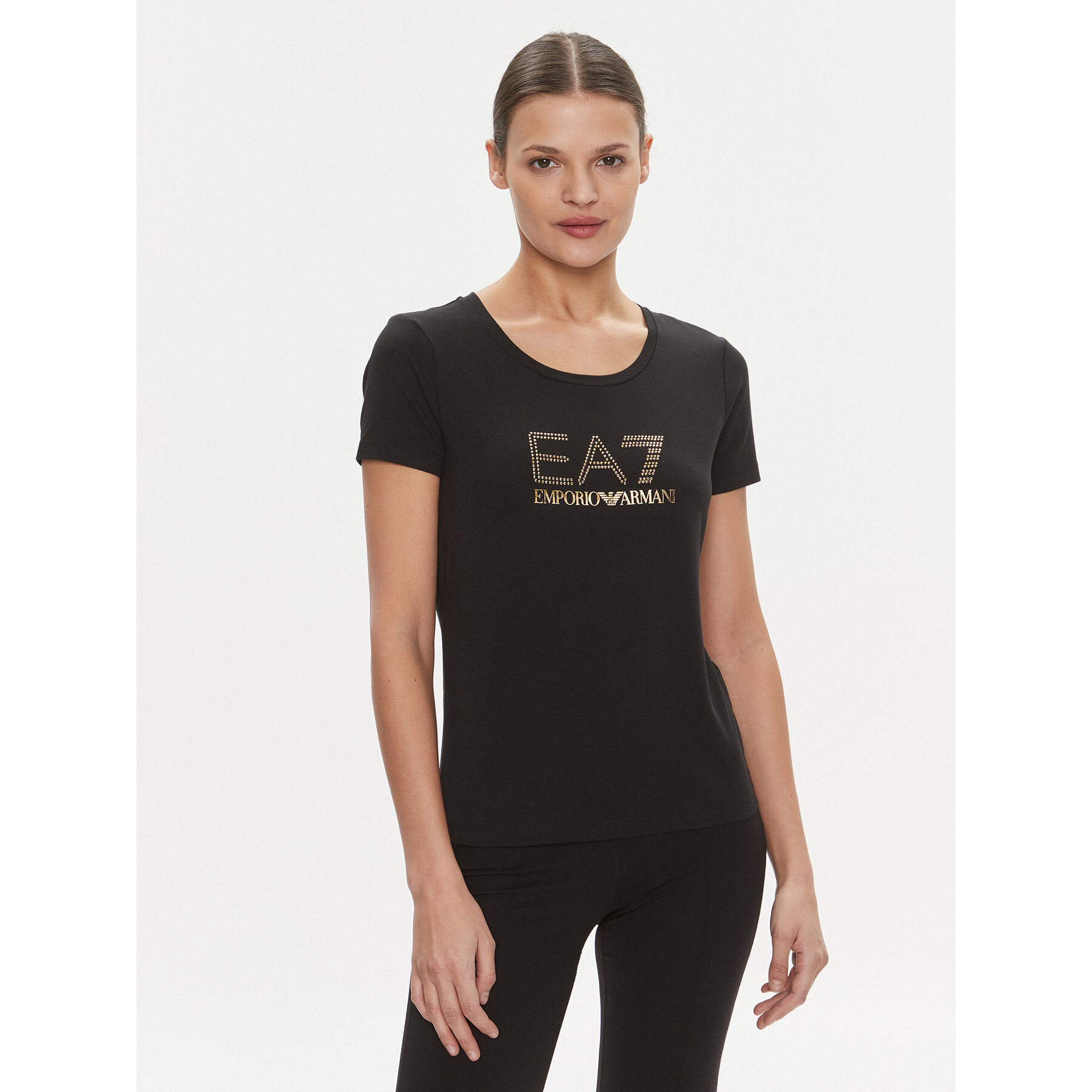 EA7 Emporio Armani T-Shirt 8NTT67 TJDQZ 1200 Schwarz Skinny Fit