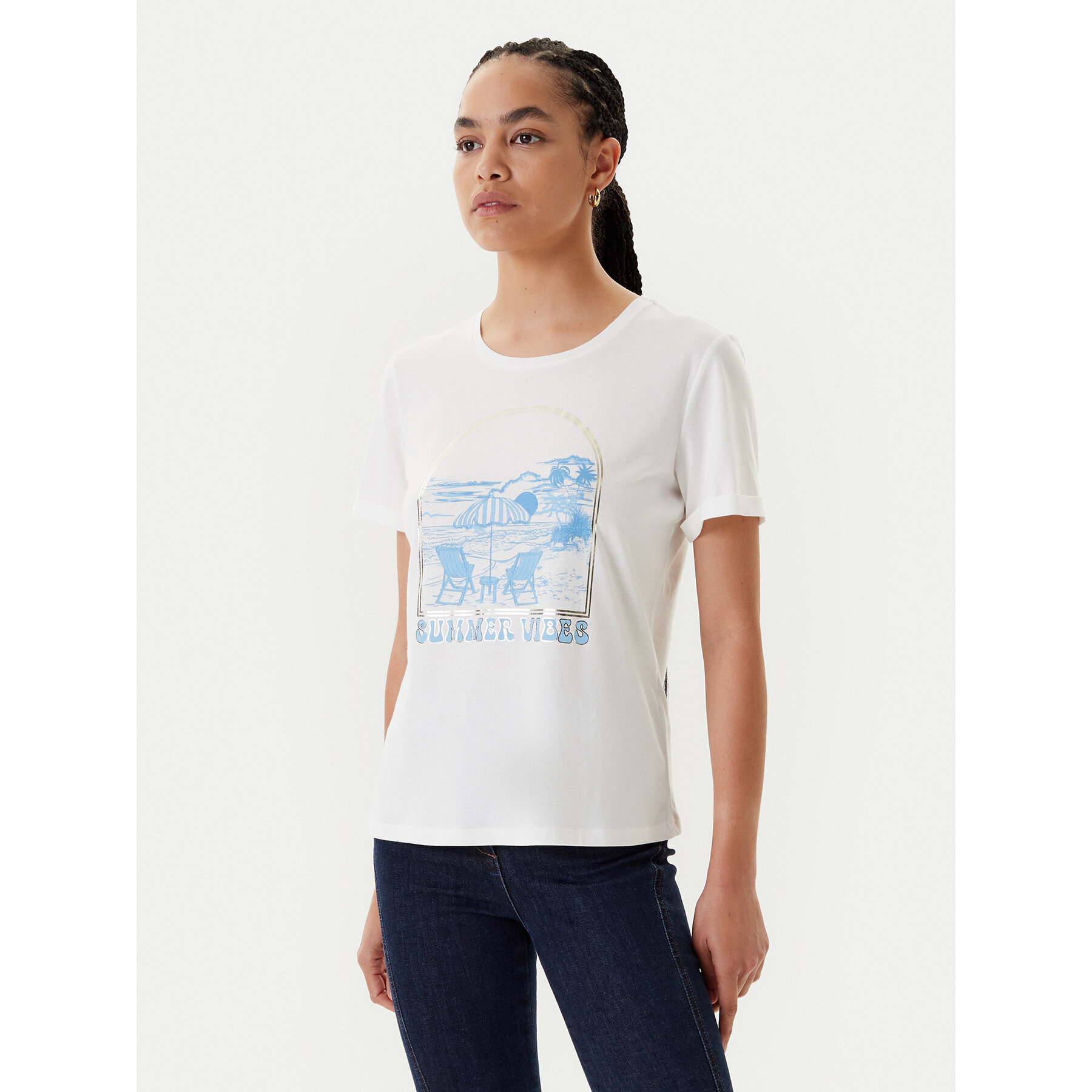 Morgan T-Shirt 251-DVIBES Λευκό Regular Fit