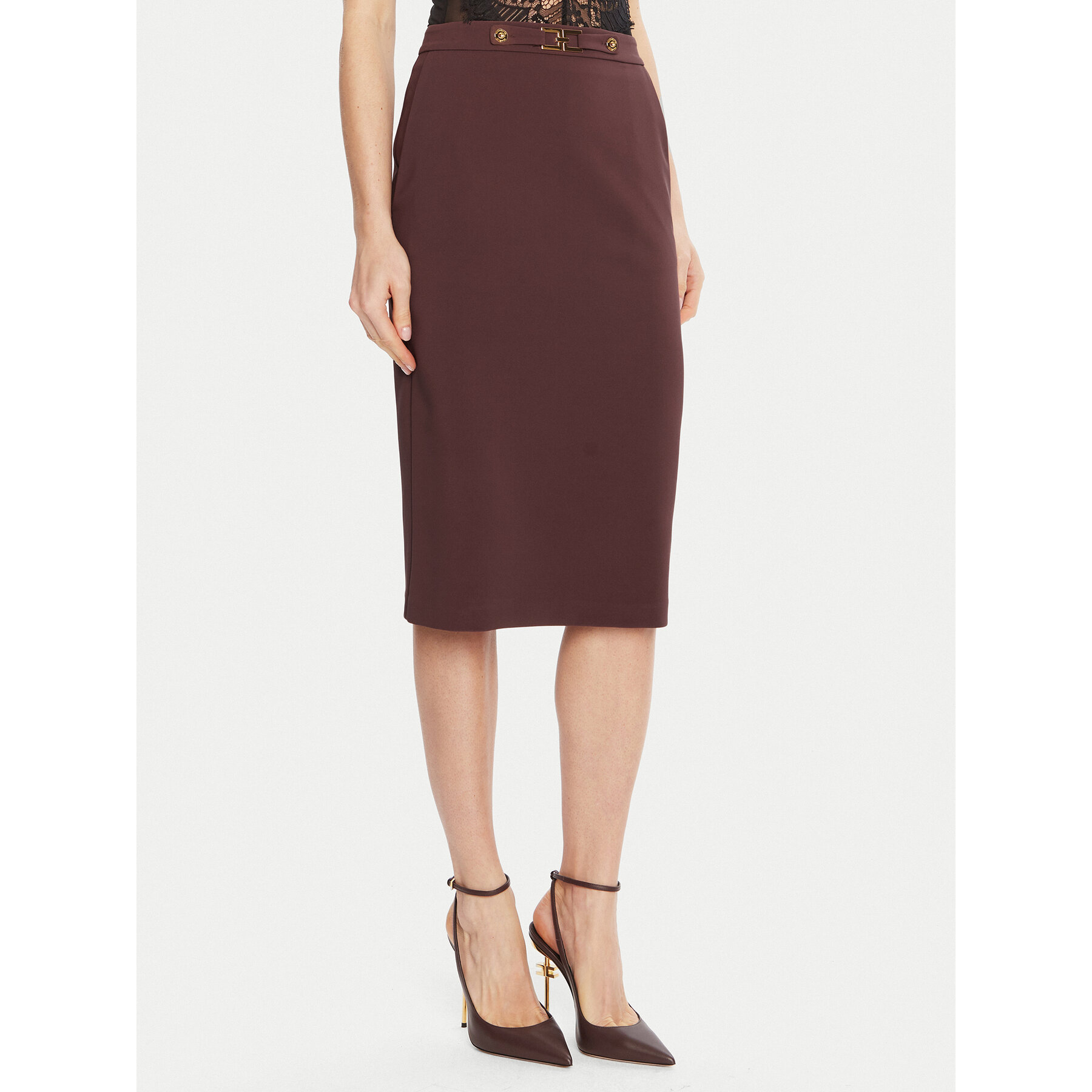 Elisabetta Franchi Bleistiftrock GO-137-56E2-V320 Dunkelrot Regular Fit