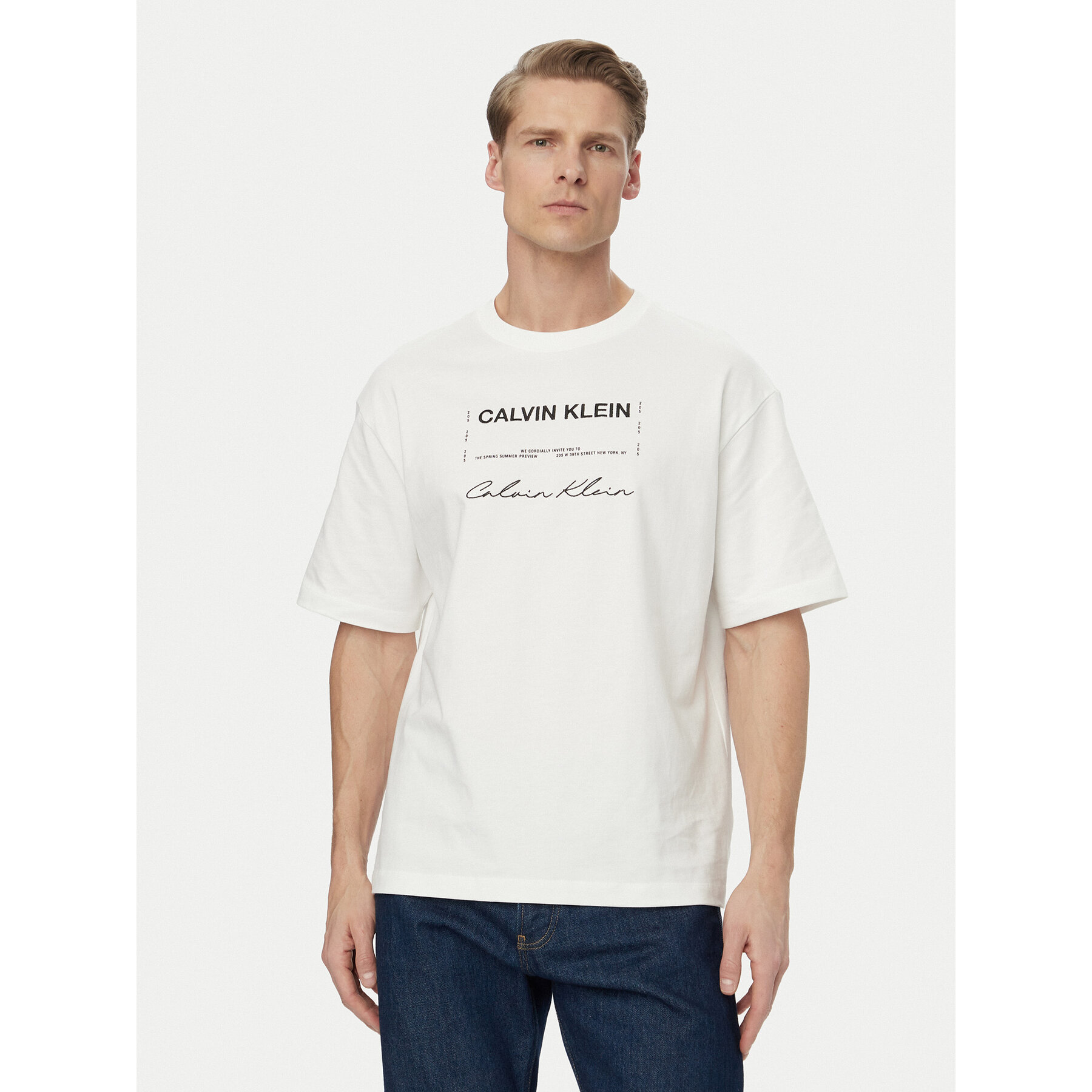 Calvin Klein Jeans T-Shirt LV04RE827G Weiß Regular Fit