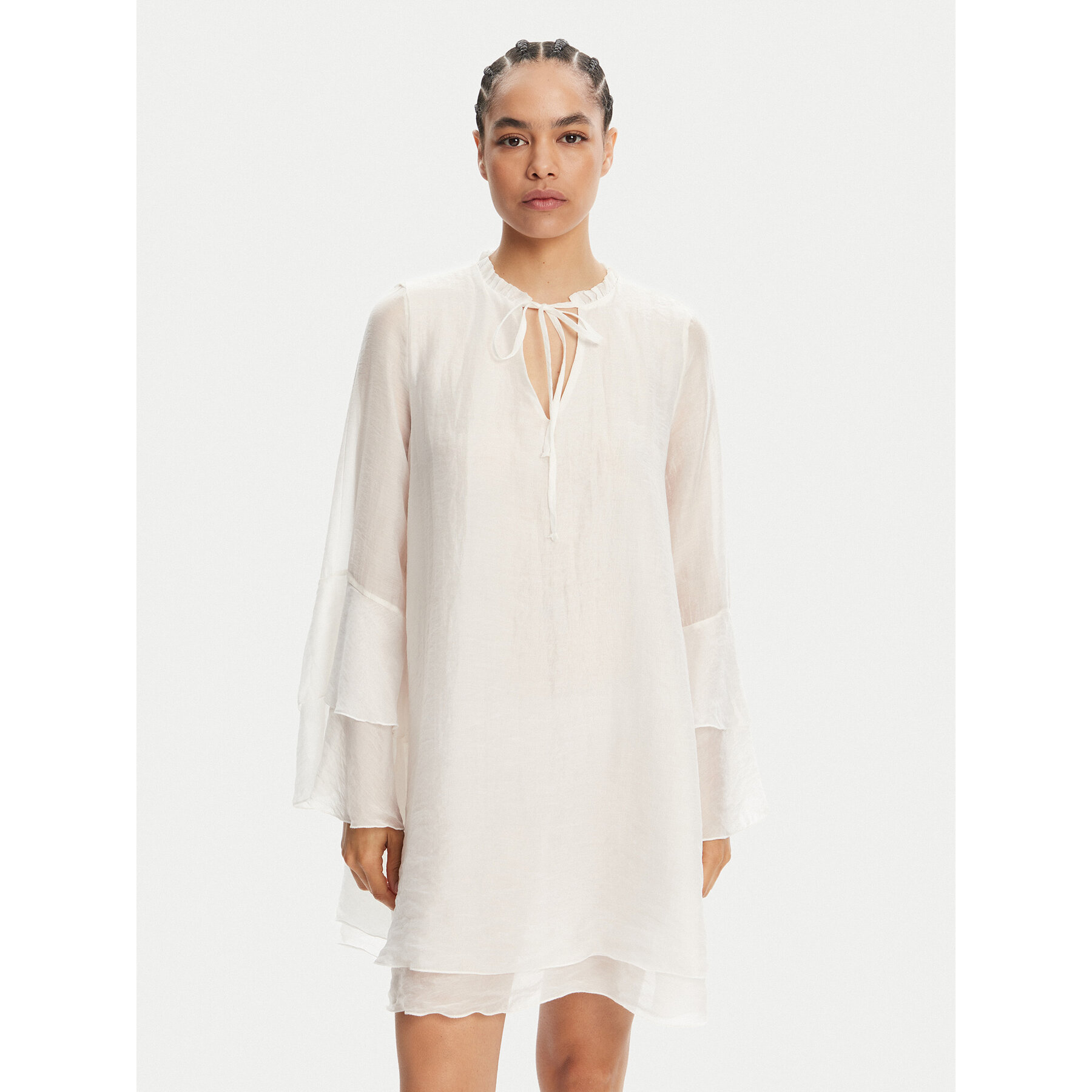 ViCOLO Sommerkleid TD0753 Weiß Regular Fit