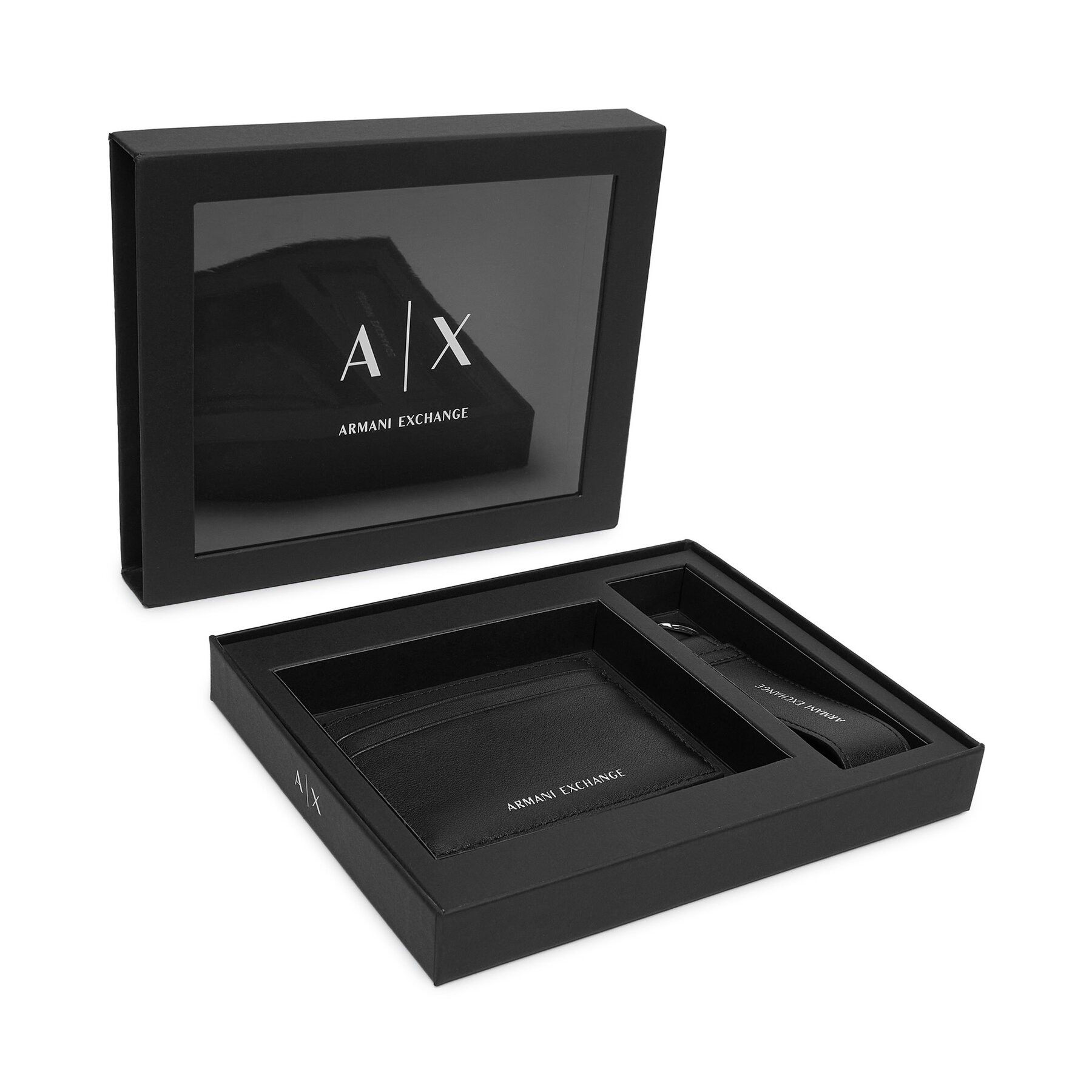 Sada puzdro na karty a kľúčenka Armani Exchange XM002217 AF22541 UC001 Čierna