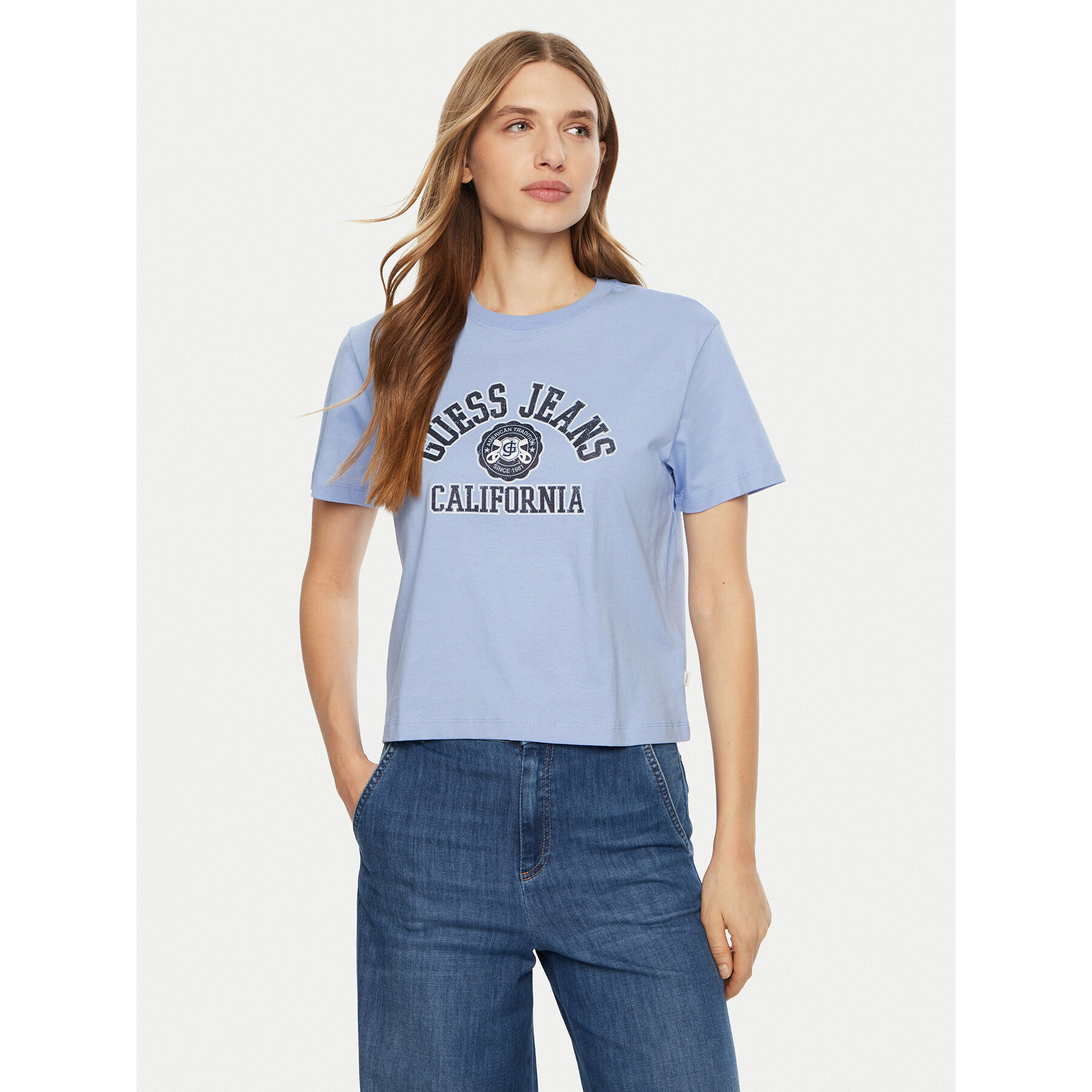 Guess Jeans T-shirt W5RI43 K8HM0 Plava Regular Fit