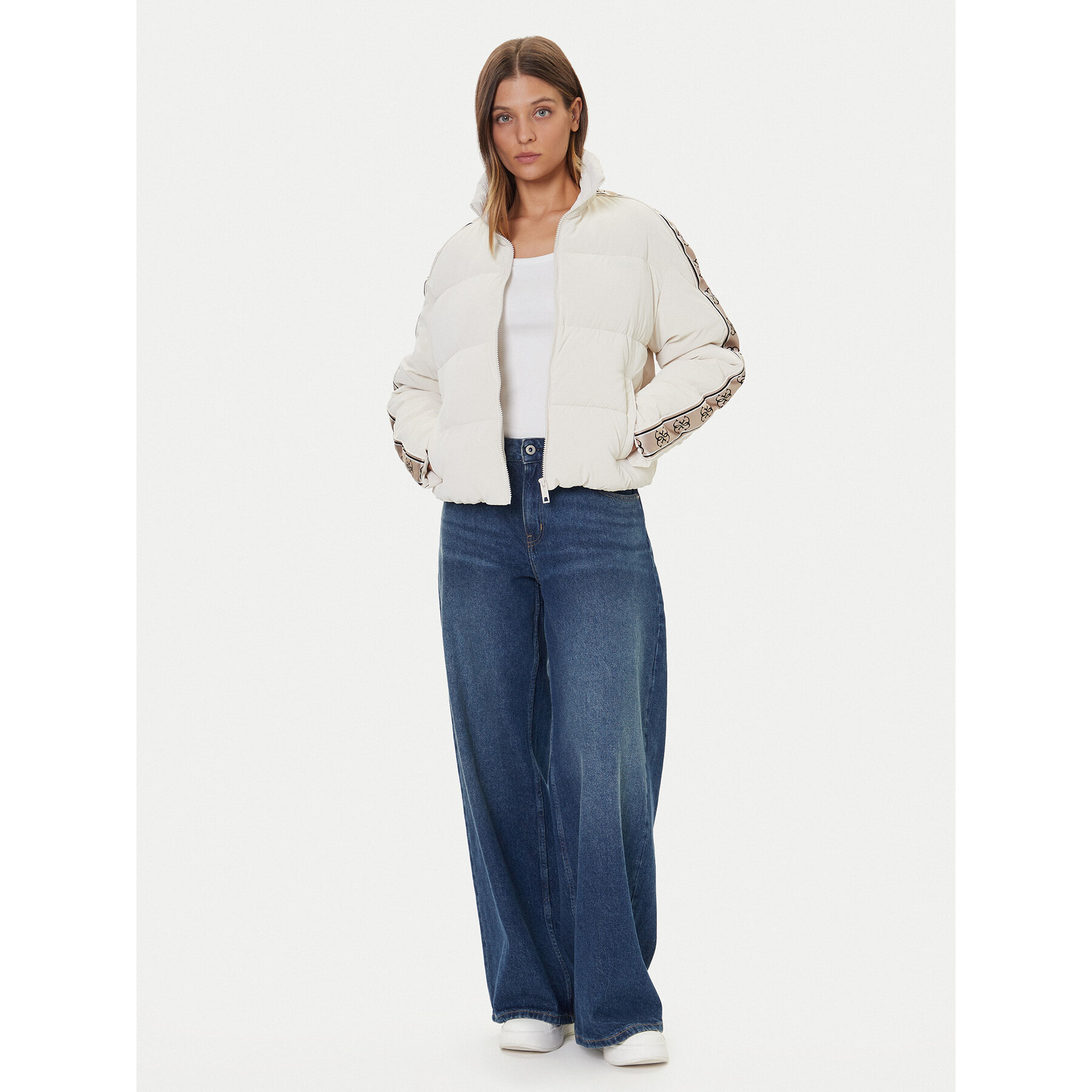 Guess Winterjacke V5BL11 WGYC2 Écru Regular Fit