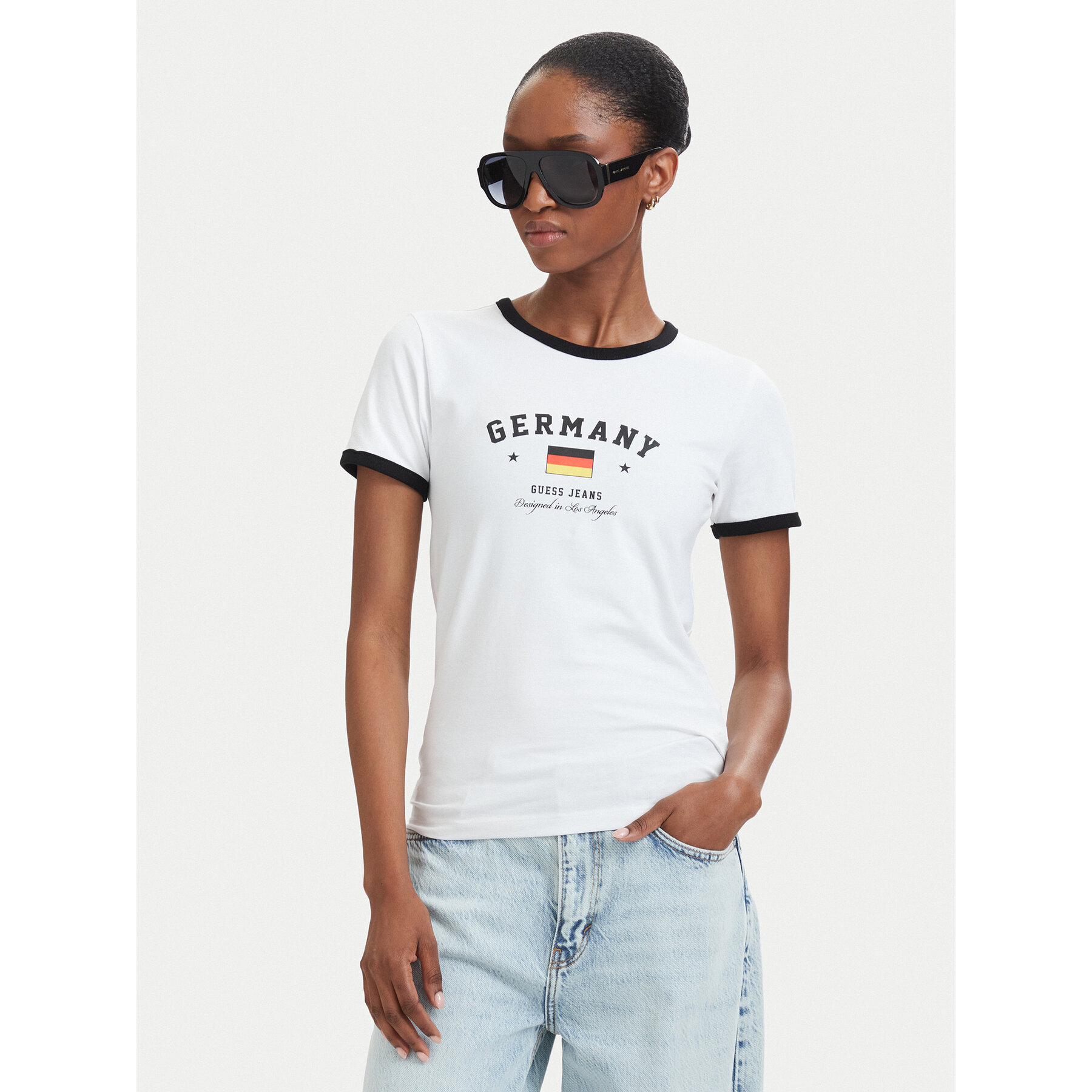 Guess Jeans T-shirt W6YI16 K3995 Bijela Slim Fit