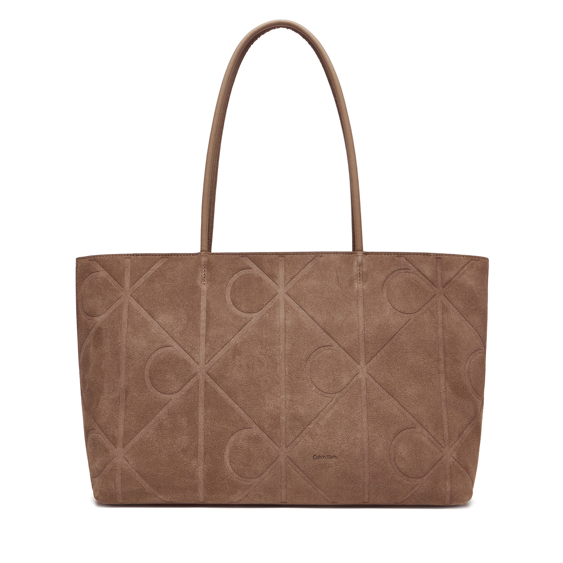 Geantă Calvin Klein Emblem Aop Embossed Suede Tote LV04F3334G Bej