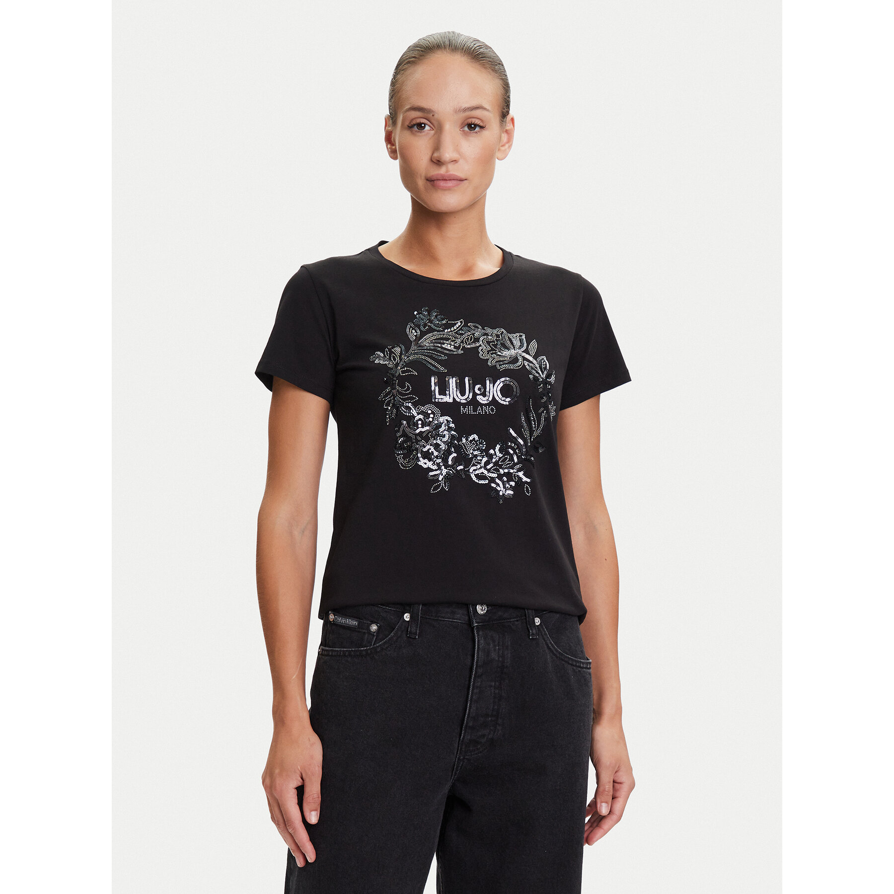 Liu Jo Sport T-Shirt TF5162 JS923 Schwarz Regular Fit