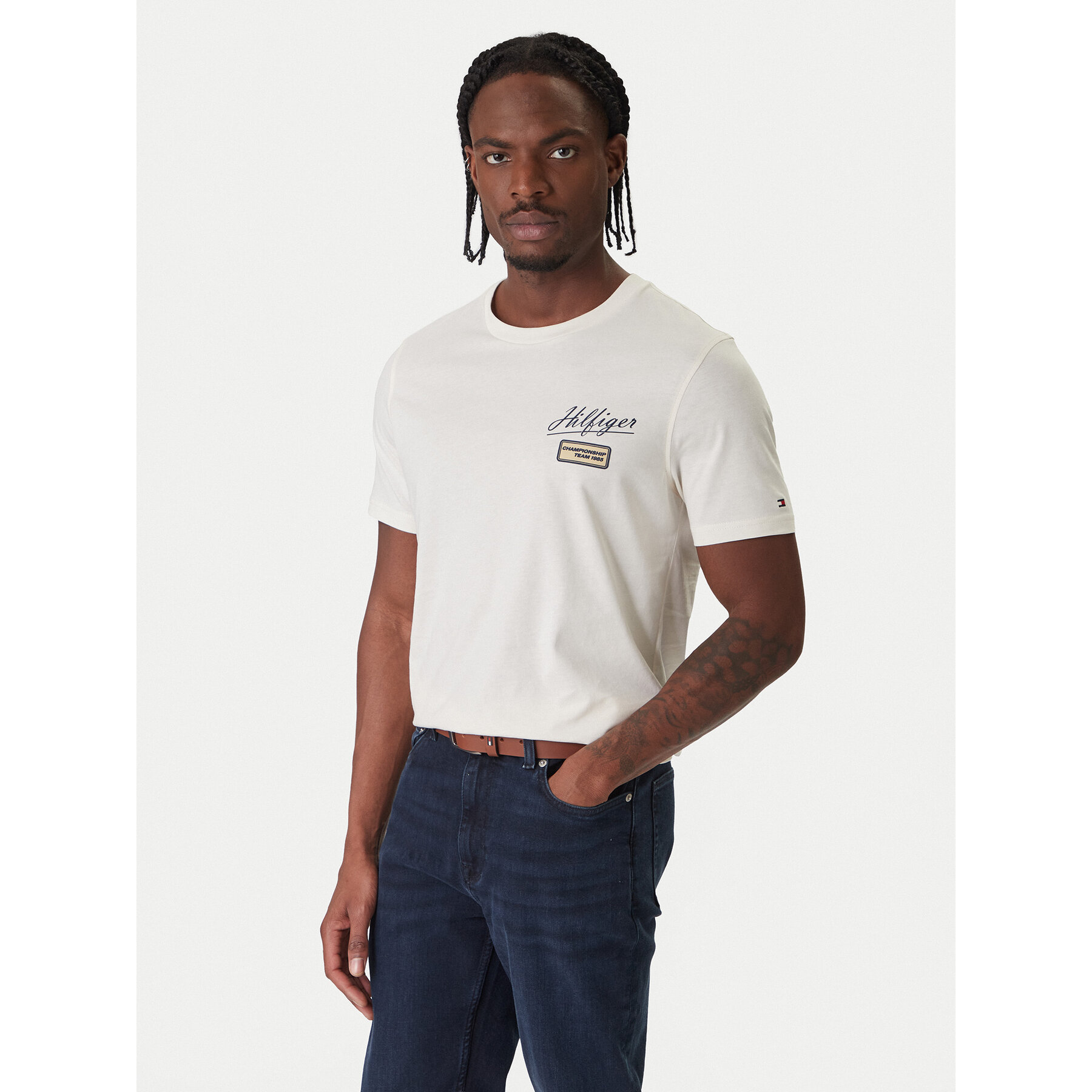 Tommy Hilfiger T-Shirt Modern Ath Graphic MW0MW41471 Écru Regular Fit