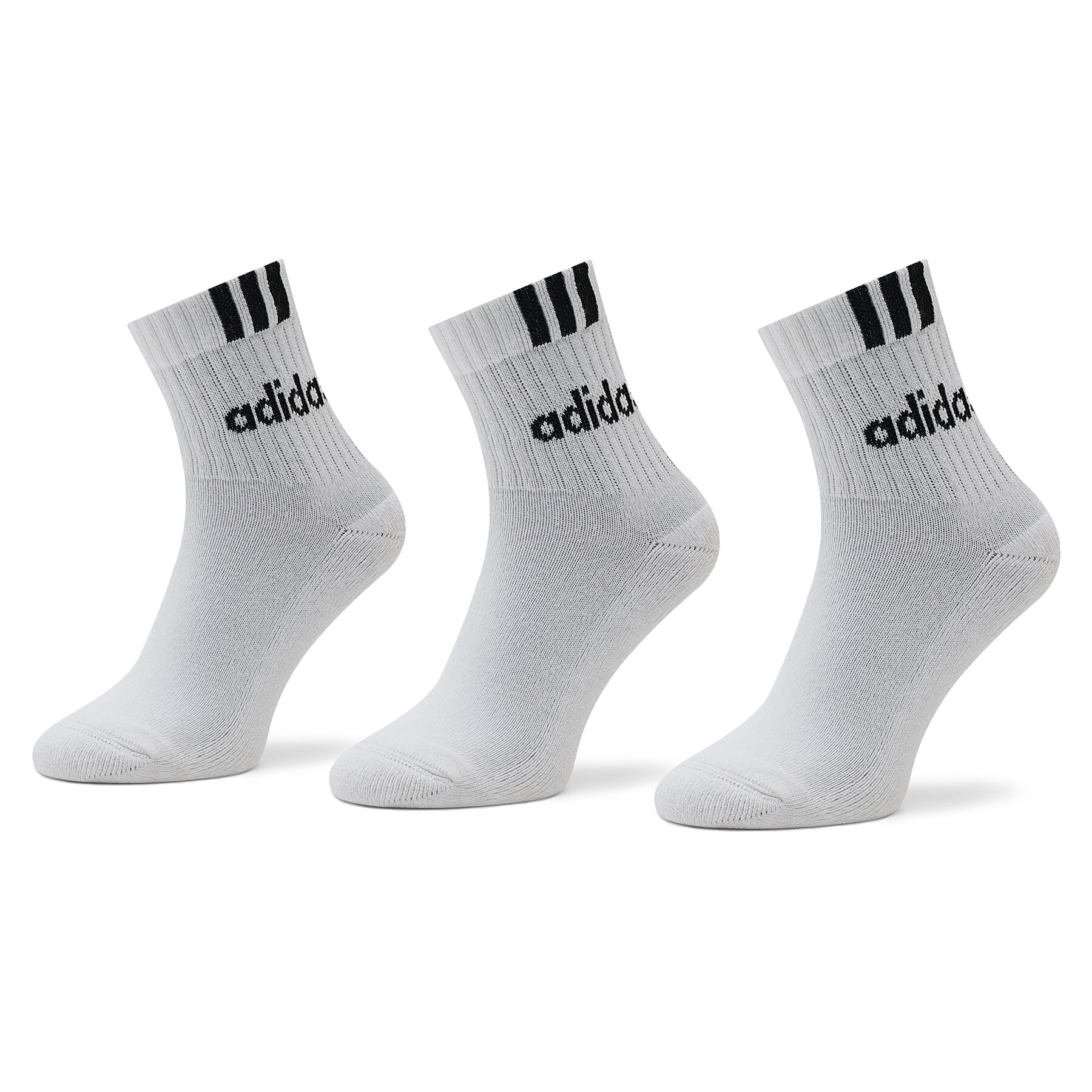 Unisex Magasszárú Zokni adidas, Méret: 46/48, Fehér, 3-Stripes Linear Half-Crew Cushioned Socks 3 Pairs HT3437