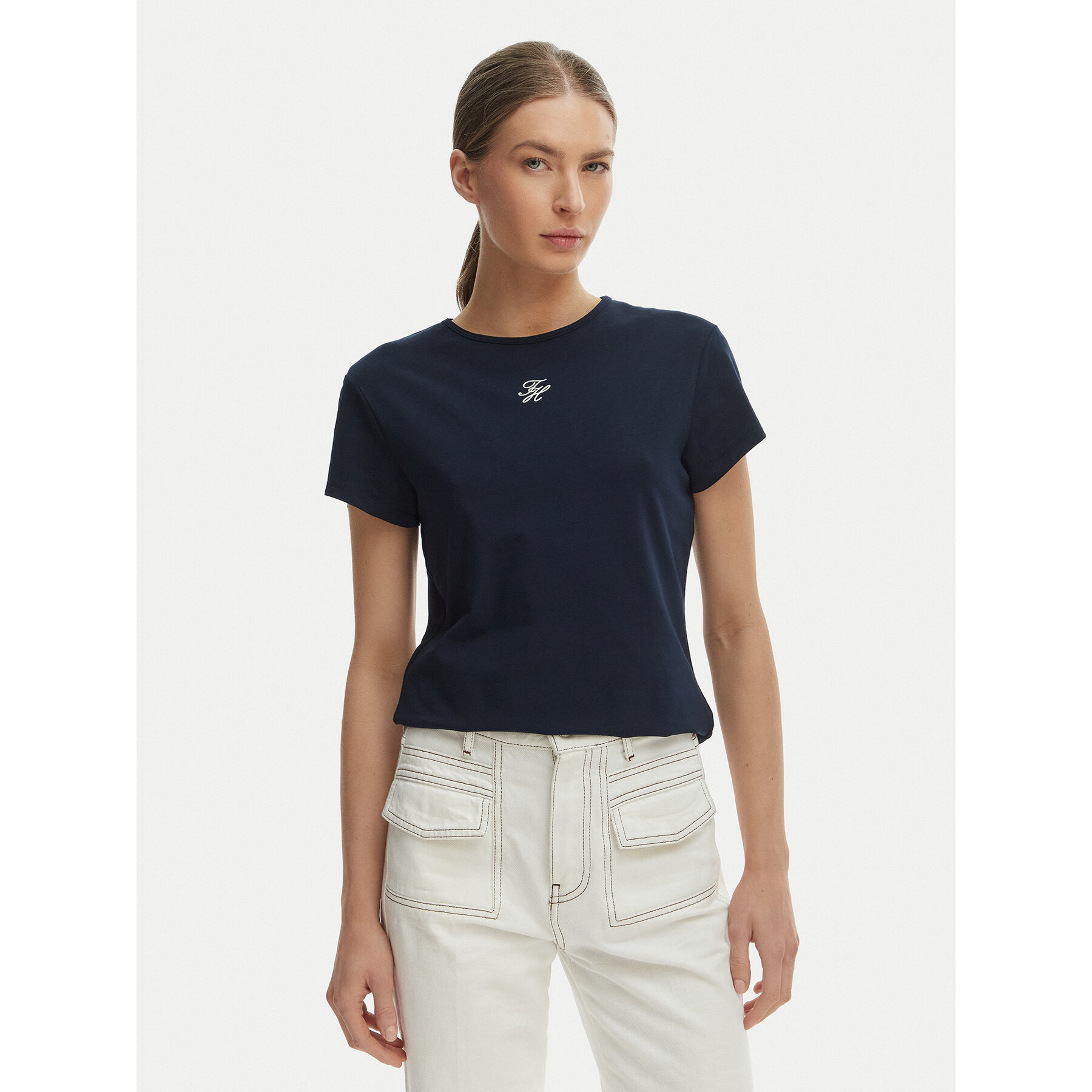 Tommy Hilfiger T-Shirt WW0WW48710 Dunkelblau Slim Fit