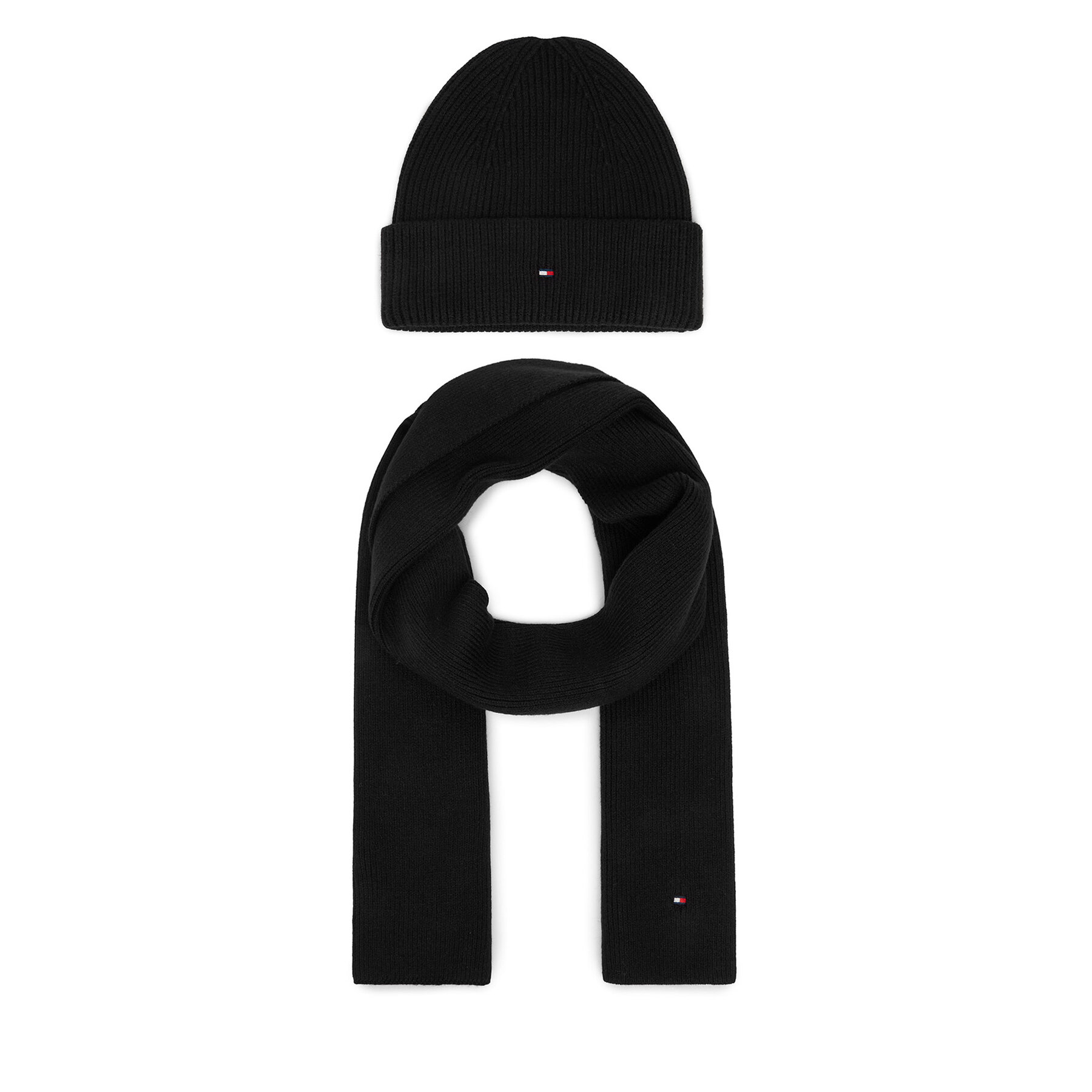 Комплект шал и шапка Tommy Hilfiger AW0AW19136 Черен