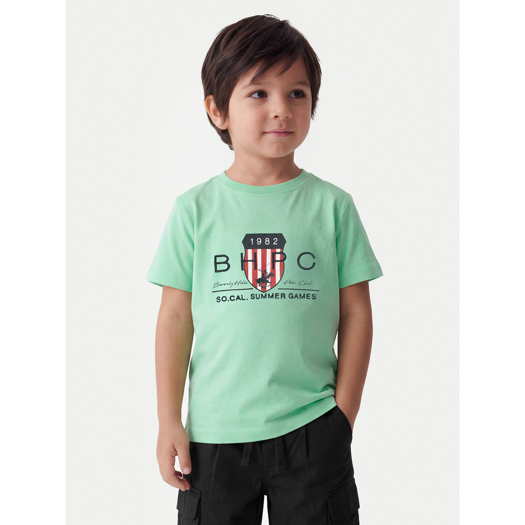 Beverly Hills Polo Club T-shirt P-SS26B-TS414011 Zelena Regular Fit