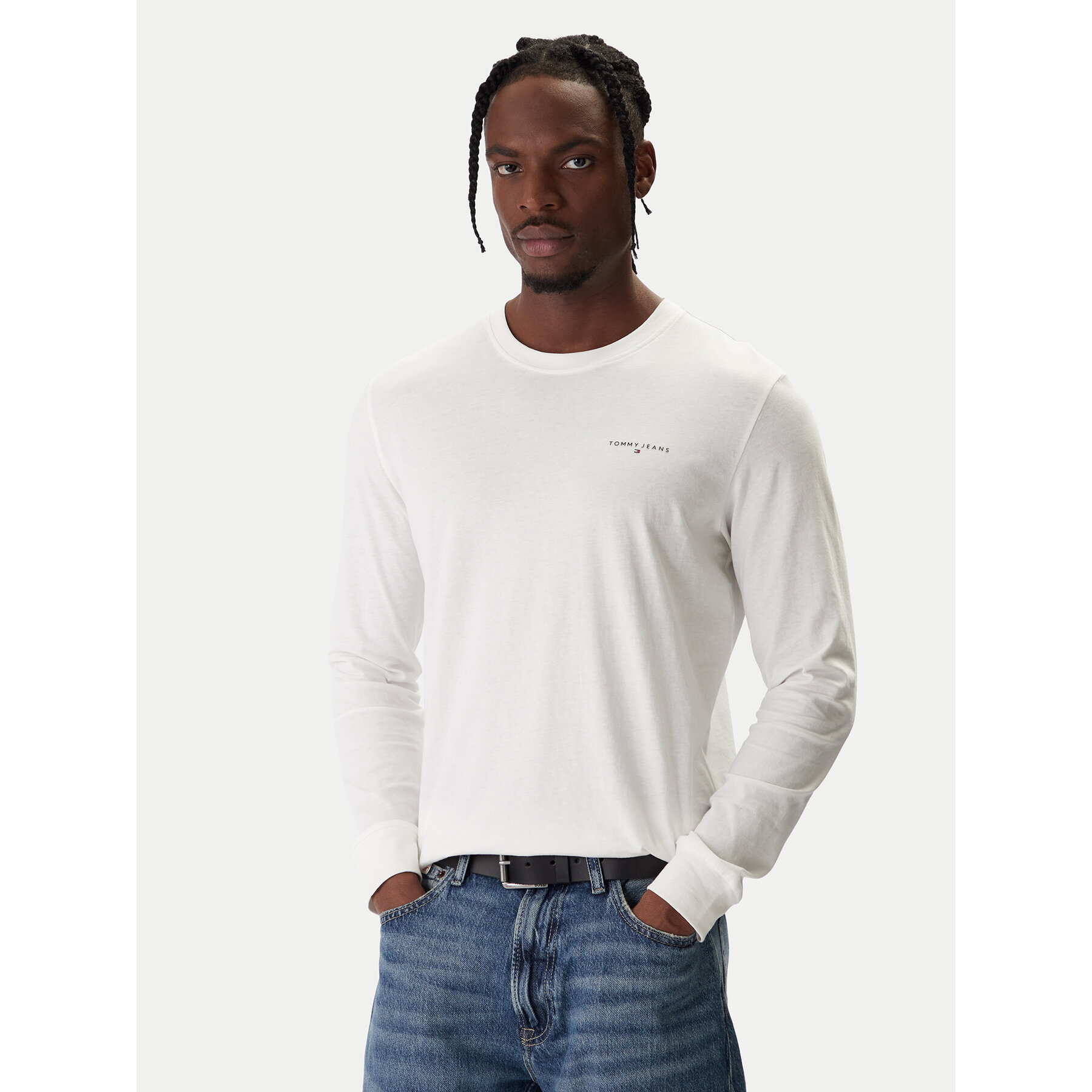 Tommy Jeans Longsleeve Chest Linear DM0DM21594 Écru Regular Fit