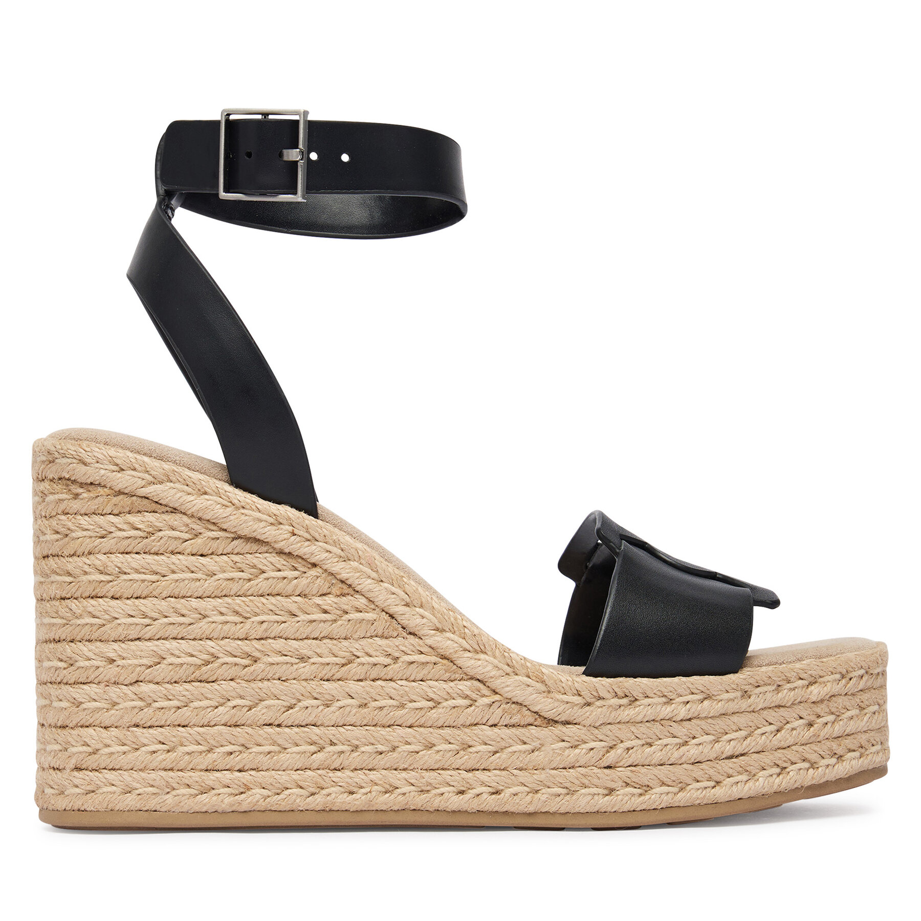 Espadrile Calvin Klein Wedge Espad 70 Embl Lth HW0HW02897 Negru