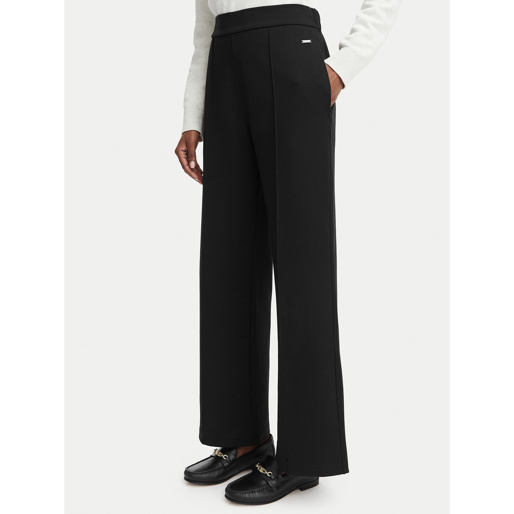 Calvin Klein Stoffhose LV044G210G Schwarz Wide Leg