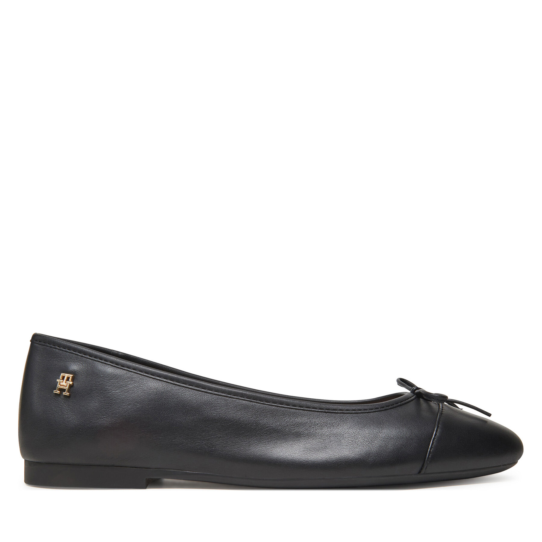 Balerini Tommy Hilfiger Toe Cap Leather Ballerina FW0FW08759 Negru