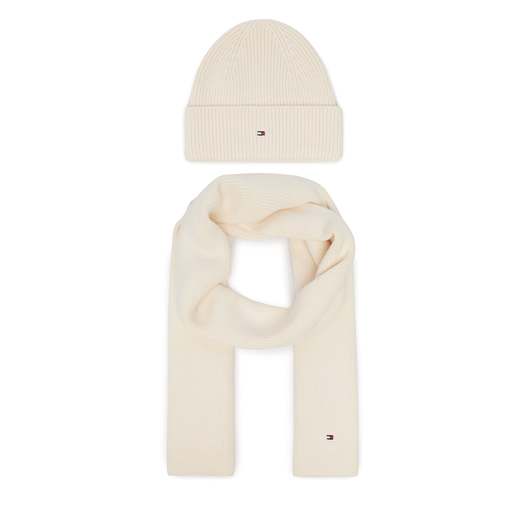 Set Fular și Căciulă Tommy Hilfiger AW0AW19136 Crem