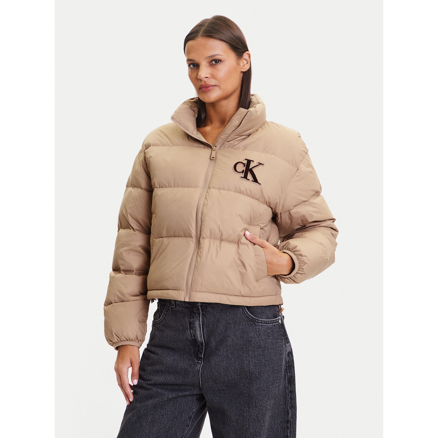Calvin Klein Jeans Daunenjacke Graphic Logo LV047D503G Beige Regular Fit