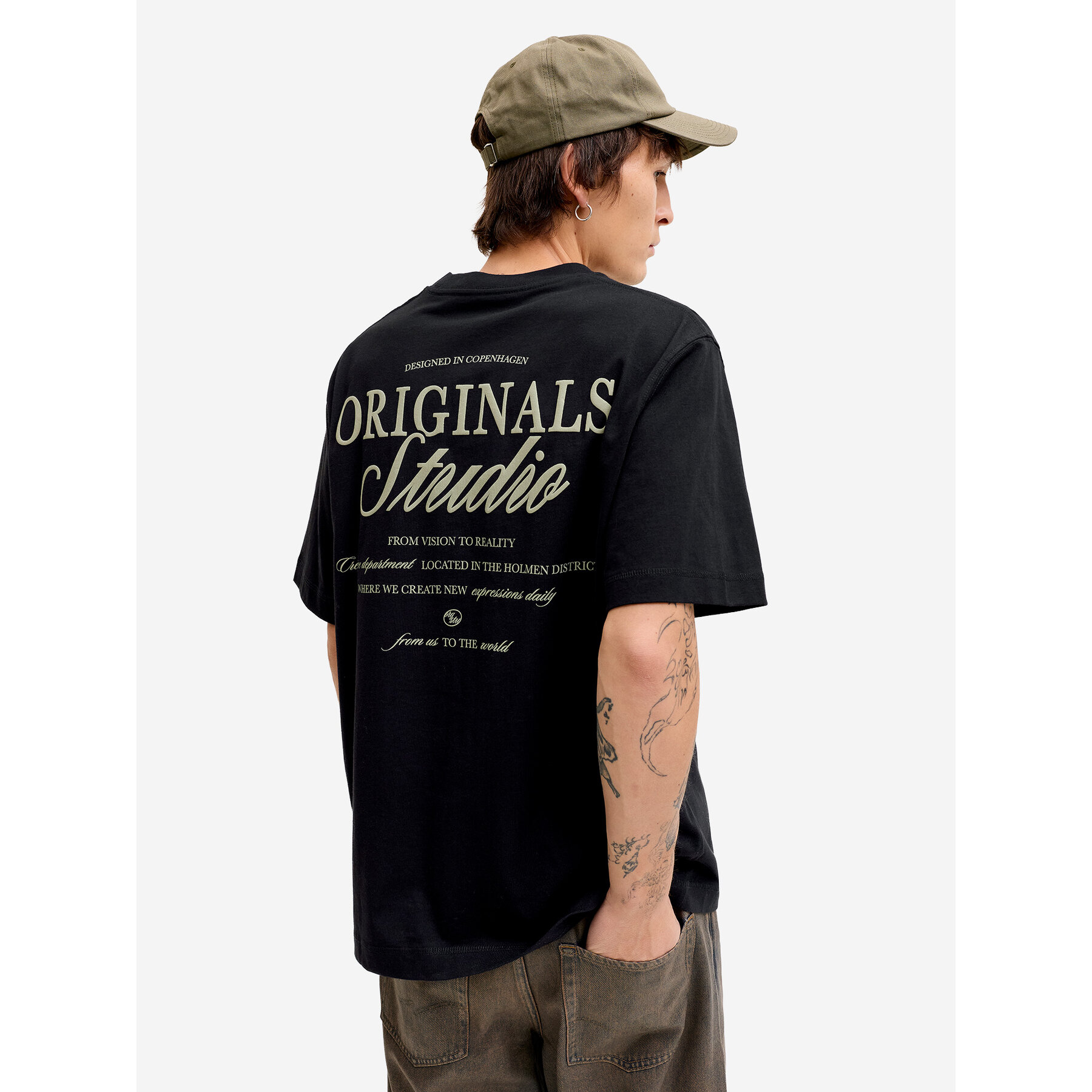 Jack & Jones T-Shirt Norrebro Typo 12282898 Schwarz Regular Fit