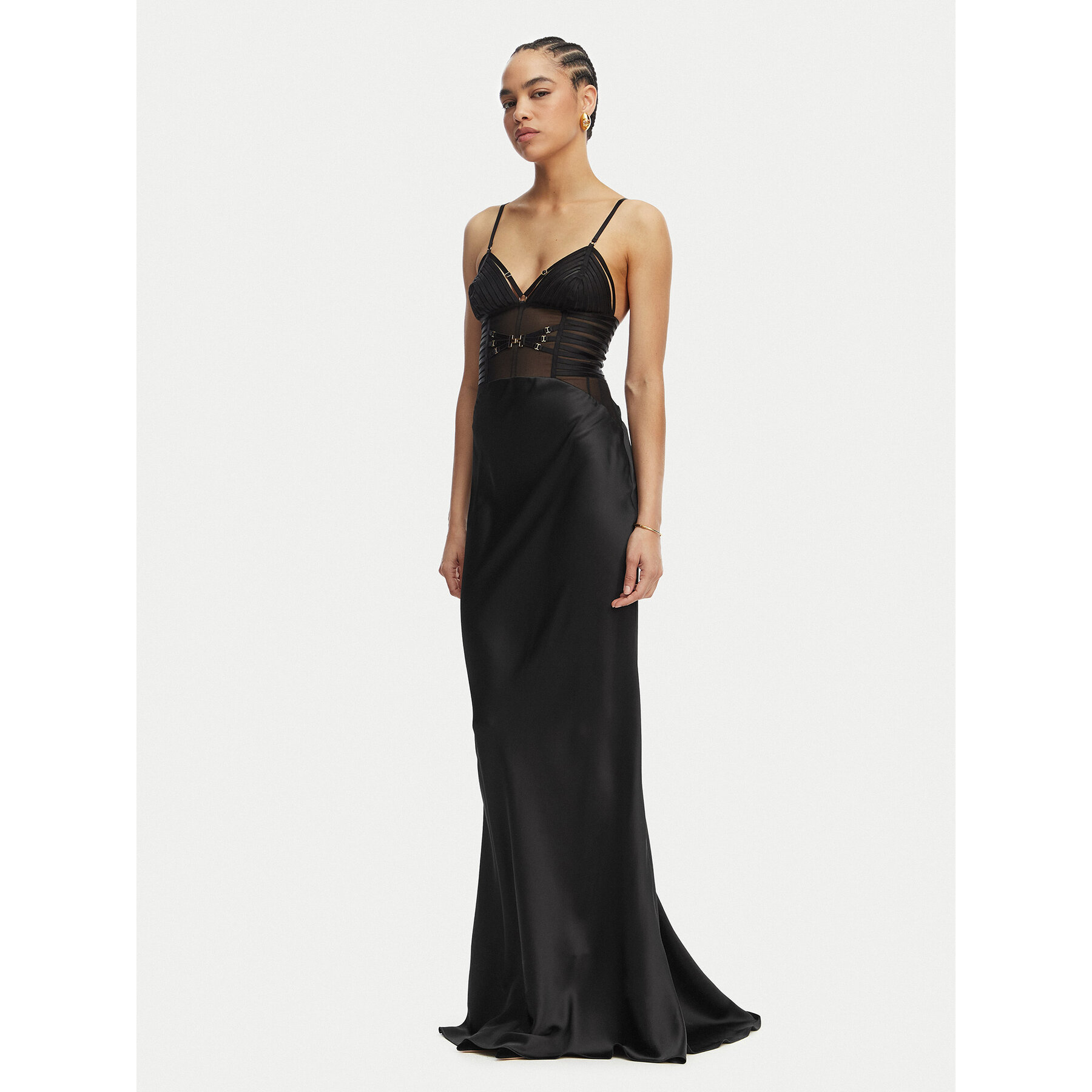 Elisabetta Franchi Abendkleid AB-R53-62E2-V760 Schwarz Slim Fit