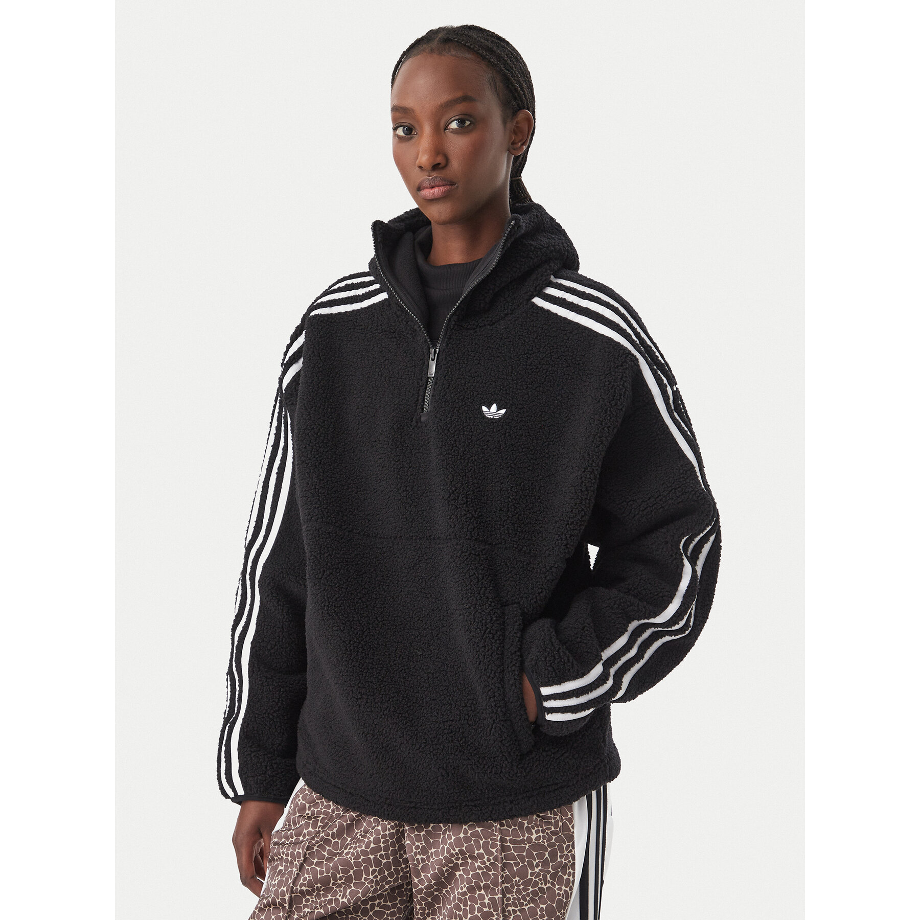 adidas Sweatshirt Adiluna Season 2 X Jennie Fleece Hoodie Jacket LD8926 Schwarz Regular Fit