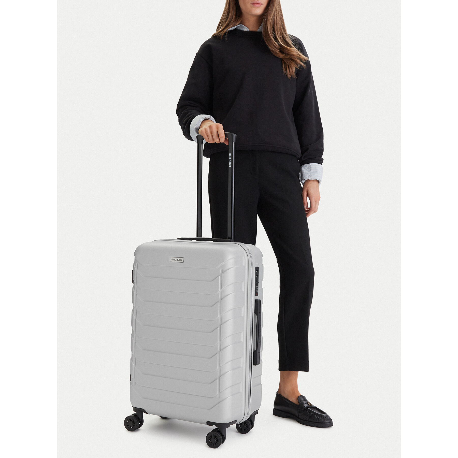 Valiză medie GINO ROSSI CEO-GIN-M-003-05-SILVER Argintiu