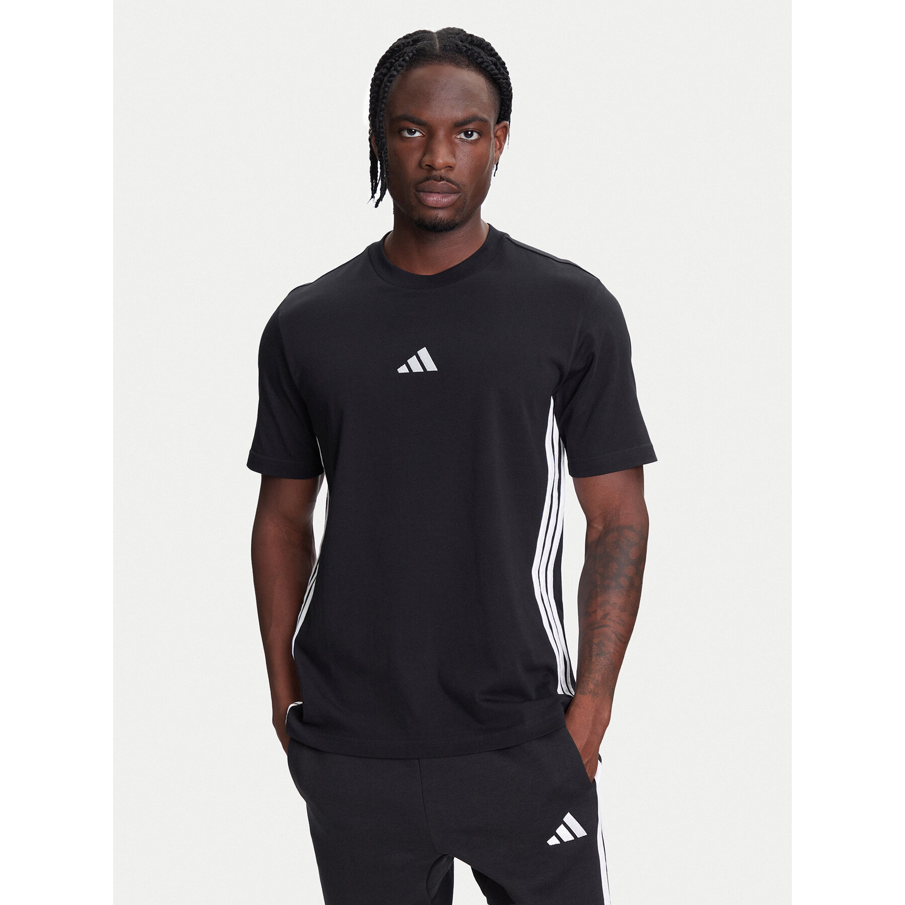 adidas T-Shirt Essentials 3-Stripes JD1906 Μαύρο Regular Fit