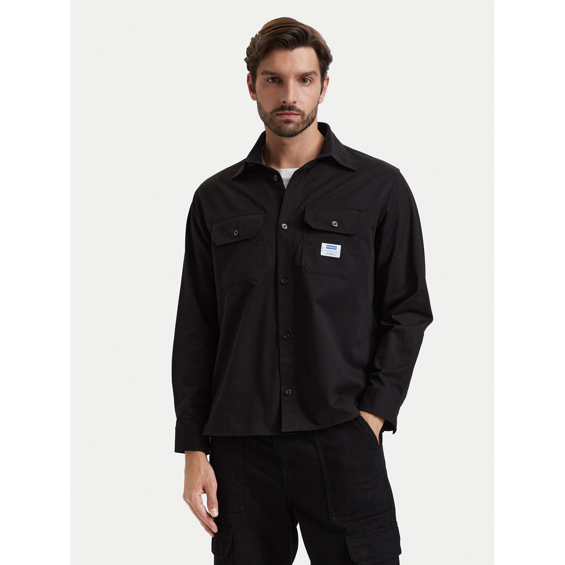 HUGO Hemd Ekynone 50570729 Schwarz Oversize