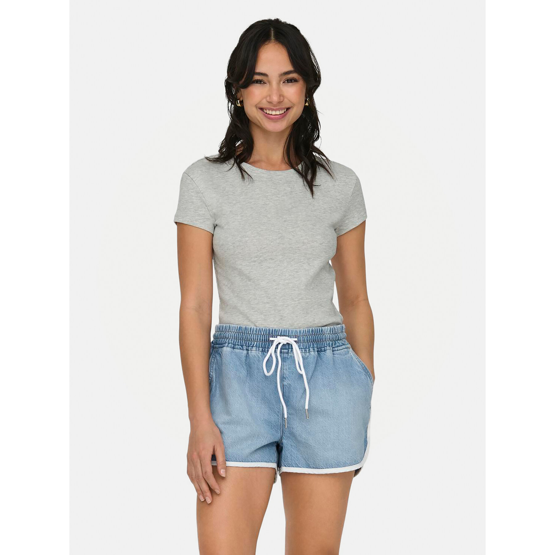 ONLY T-shirt Elina 15320229 Grigio Slim Fit