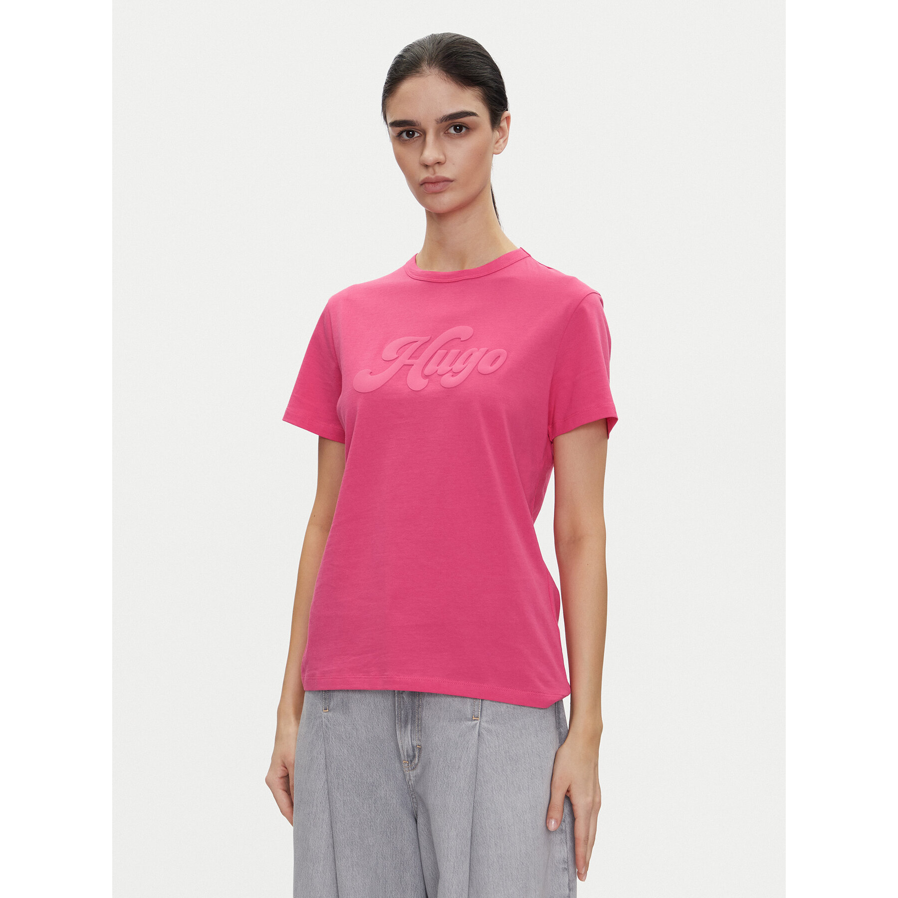 HUGO Majica Damacia_4 50539101 Roza Regular Fit