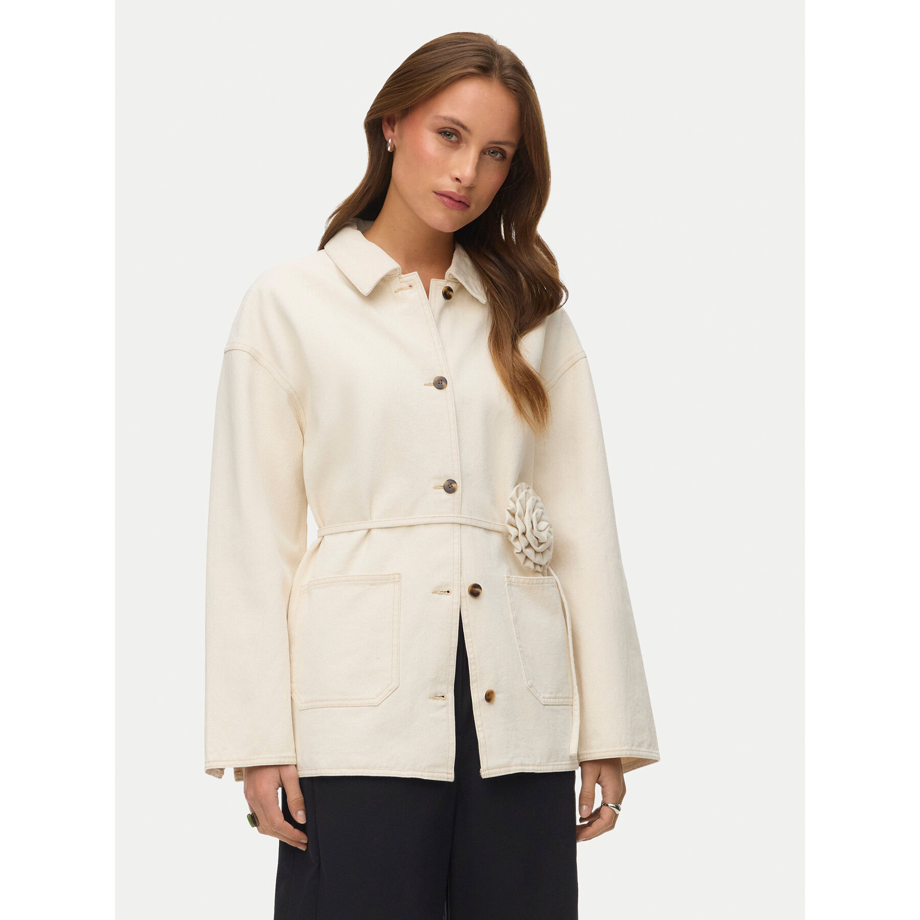 Vero Moda Jeansjacke Sazzy 10339336 Beige Relaxed Fit
