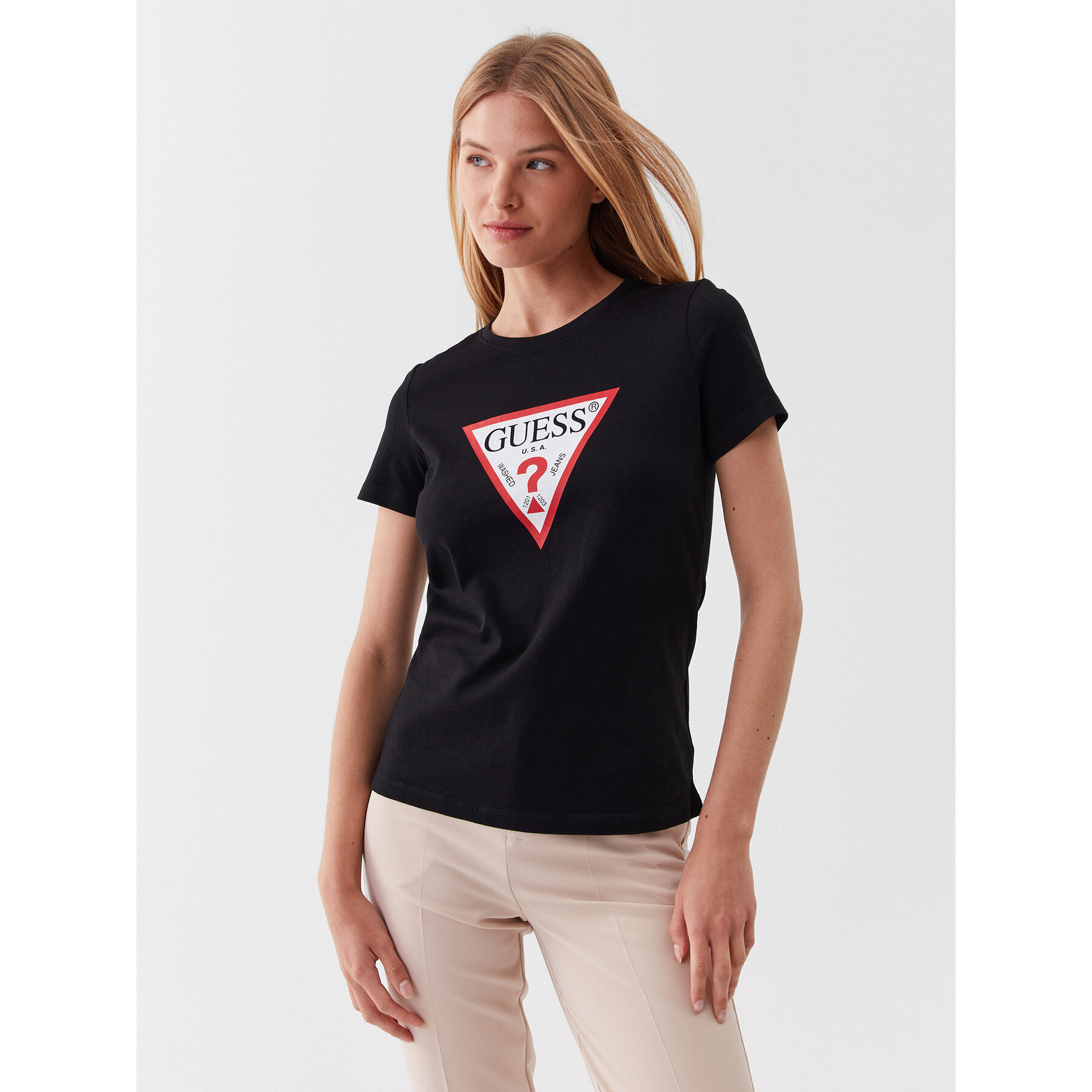Guess T-Shirt W1YI1B I3Z14 Μαύρο Slim Fit