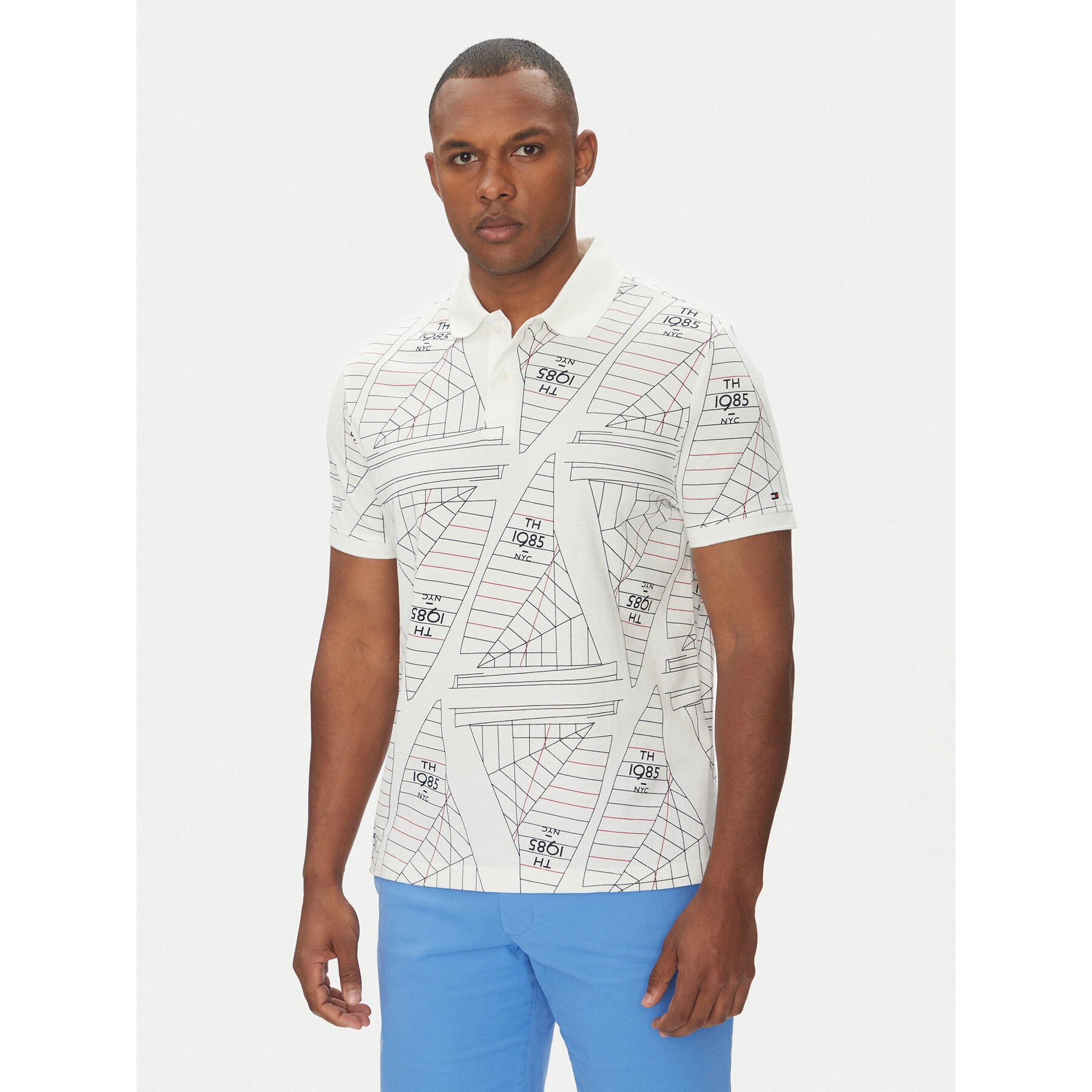 Tommy Hilfiger Polo Sailing MW0MW39309 Εκρού Regular Fit