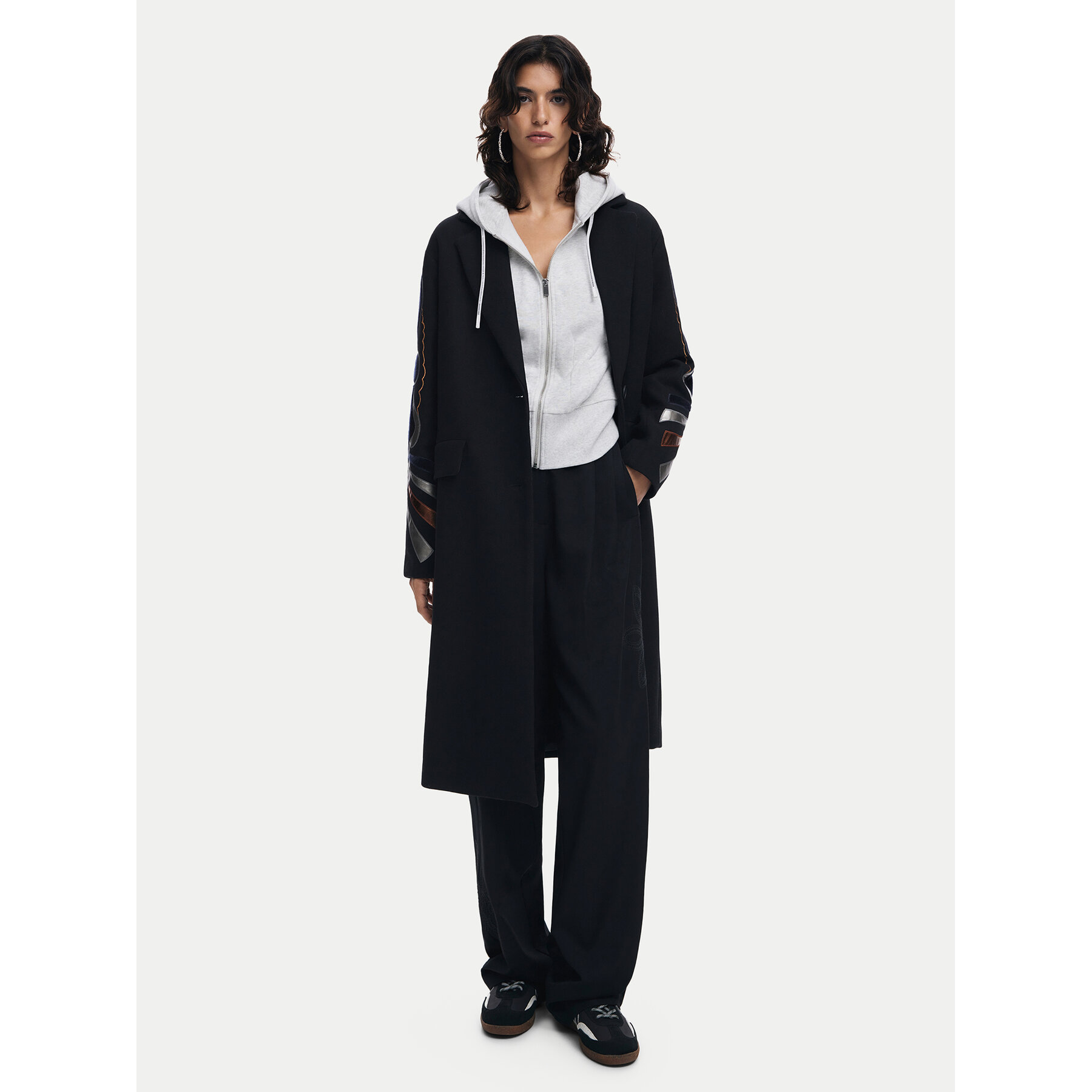 Desigual Wollmantel Cracovia 24WWEWBA Schwarz Regular Fit