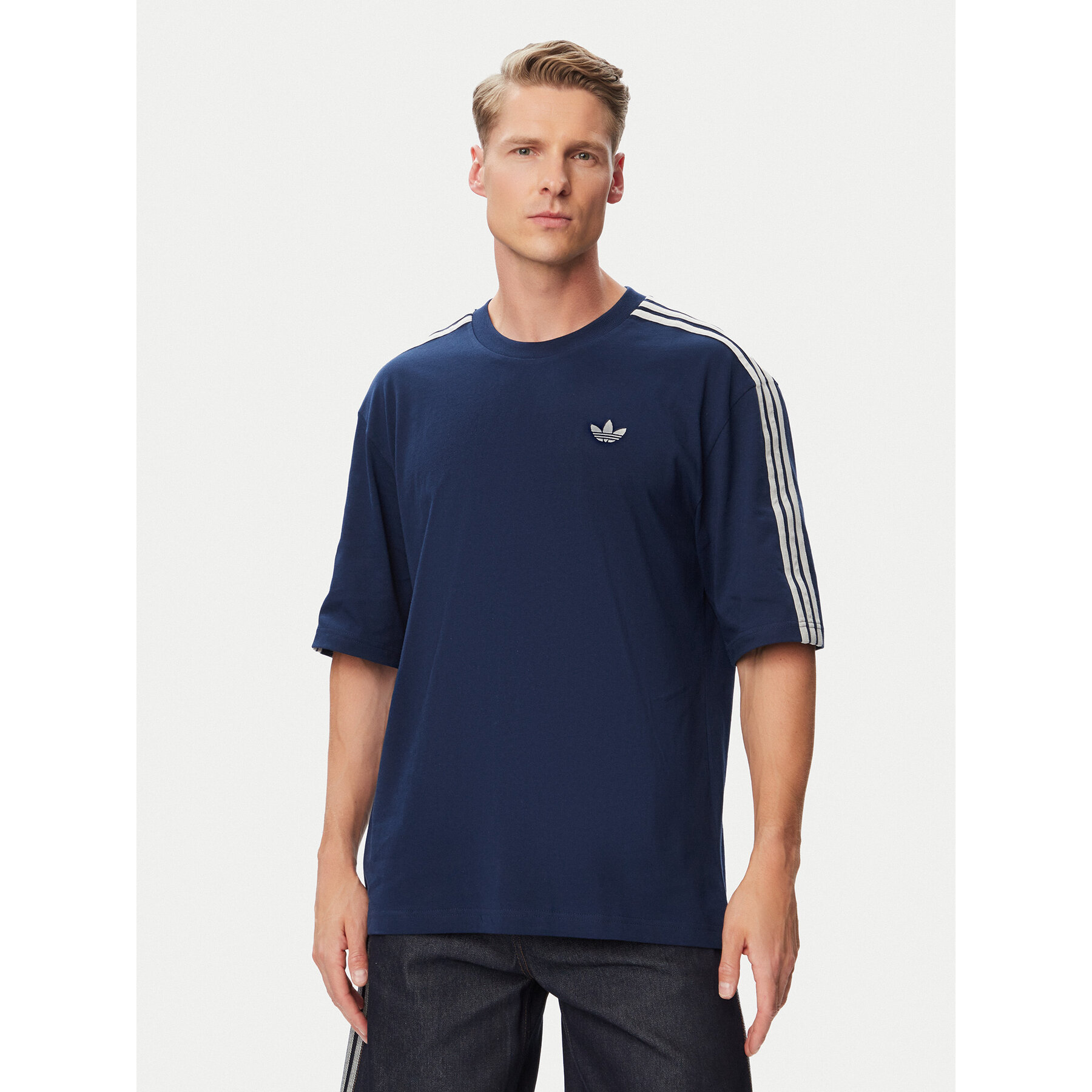 adidas Majica Adicolor 3-Stripes Oversized Tee KS7414 Mornarsko modra Oversize