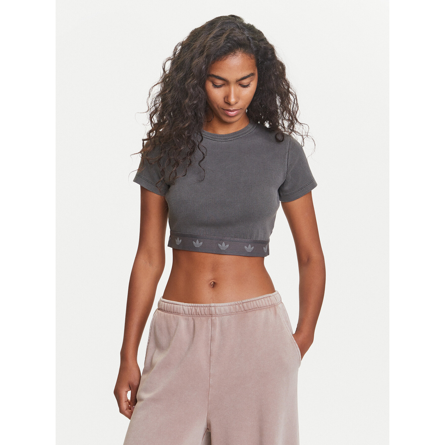 adidas T-shirt Ribbed JD0041 Grigio Slim Fit