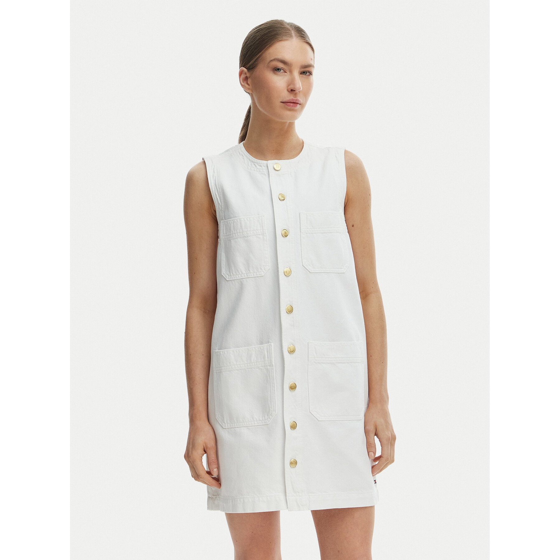 Tommy Hilfiger Kleid für den Alltag WW0WW48584 Weiß Regular Fit