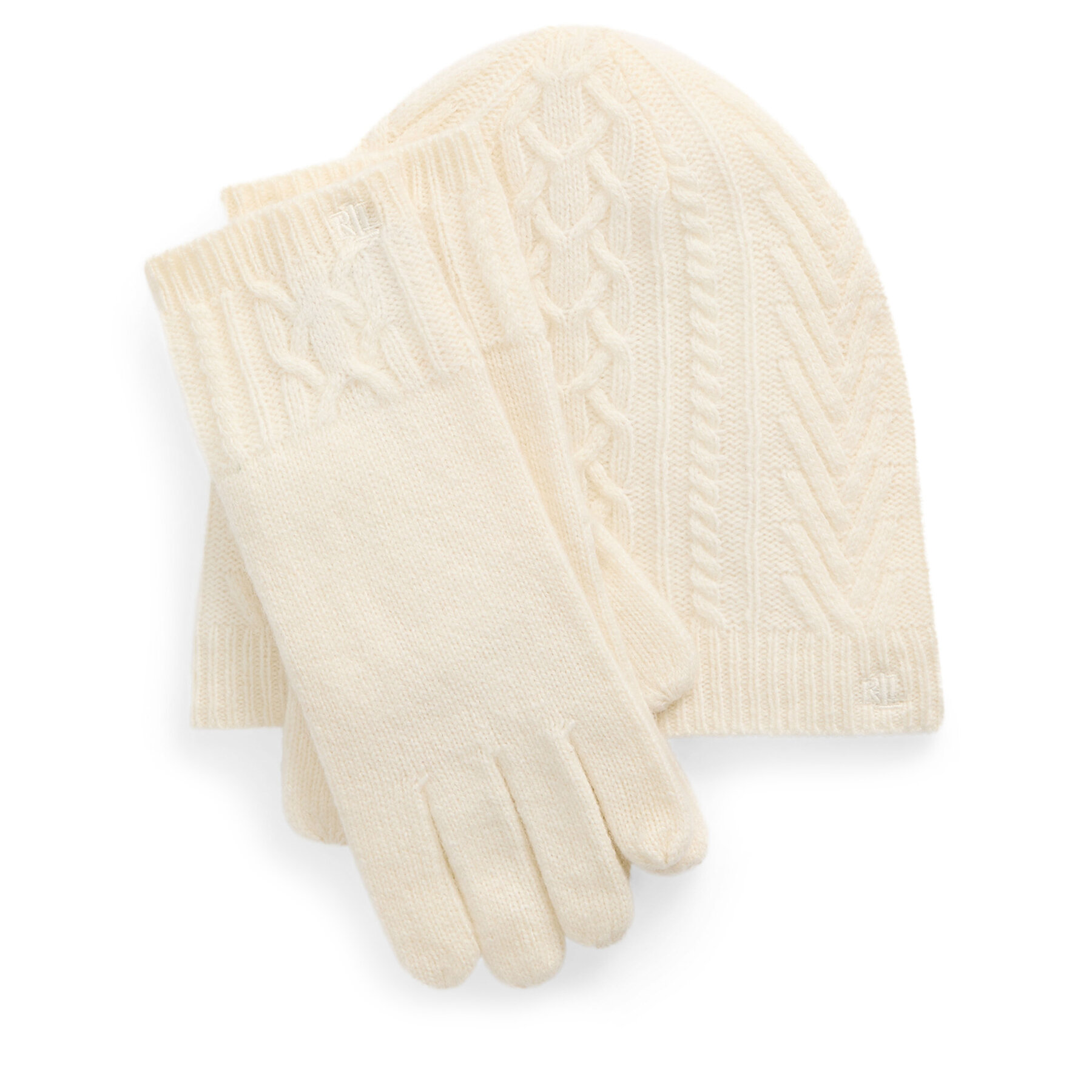 LAUREN RALPH LAUREN Σετ σκουφάκι, κασκόλ και γάντια LAUREN RALPH LAUREN 454960056001 Εκρού
