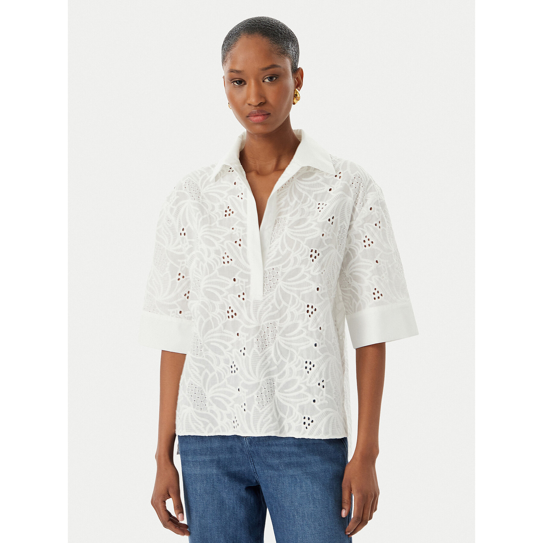 LOLA CASADEMUNT Bluse LS2615055 Weiß Relaxed Fit