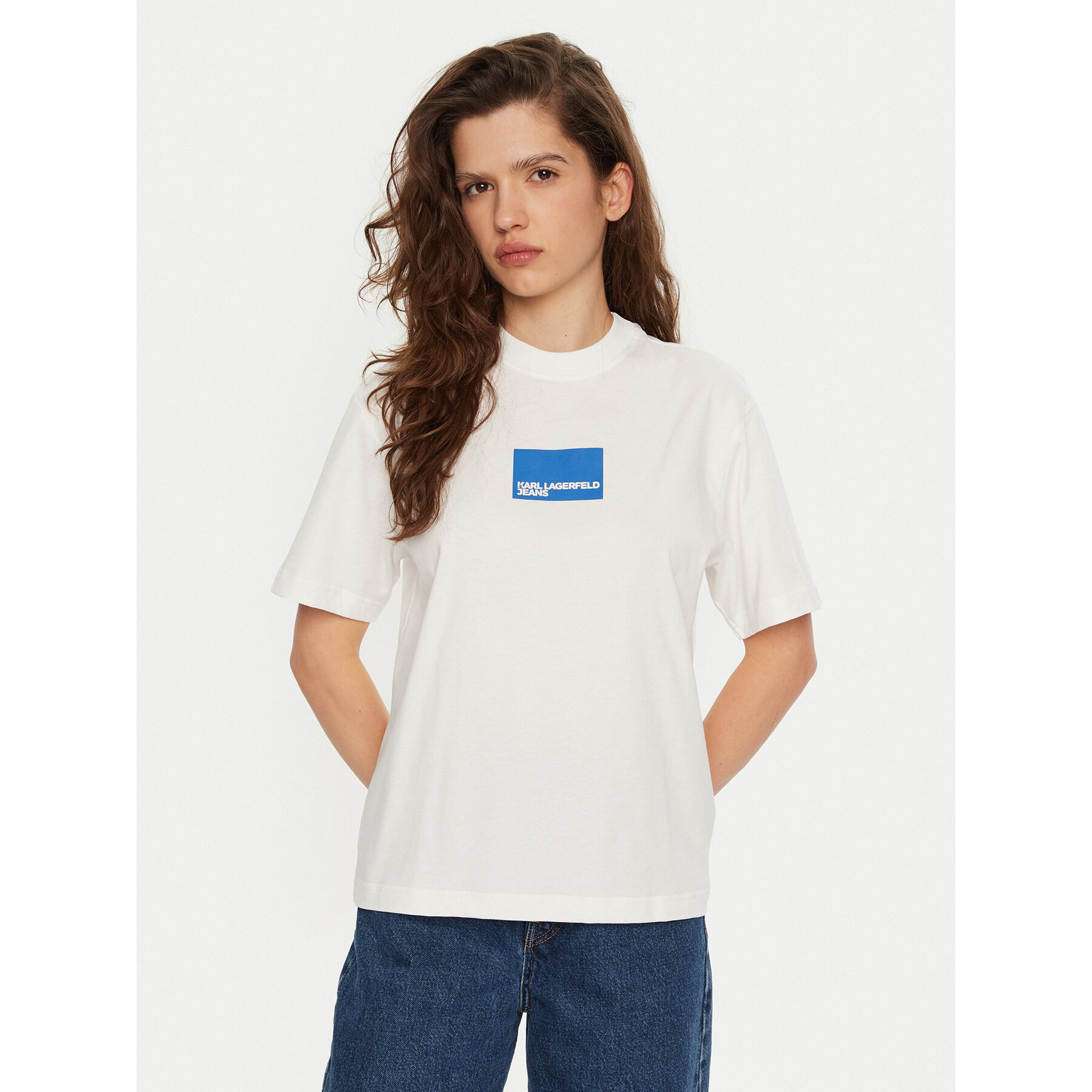 Karl Lagerfeld Jeans Majica A1W17006 Bela Regular Fit