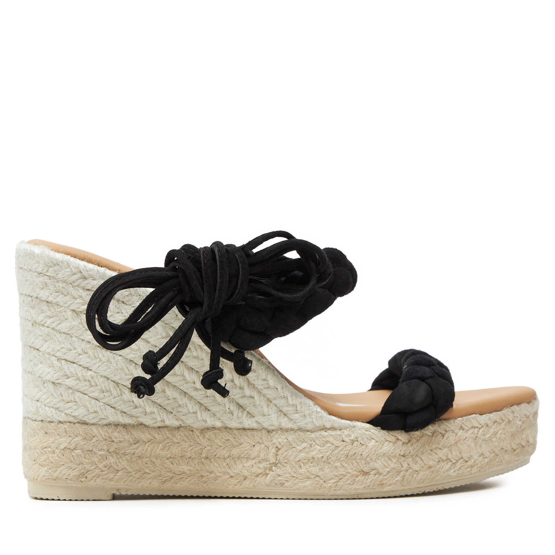 Espadrile Manebi Hamptons Two Braided Bands Wedge Espadrilles K 1.0 WE Negru